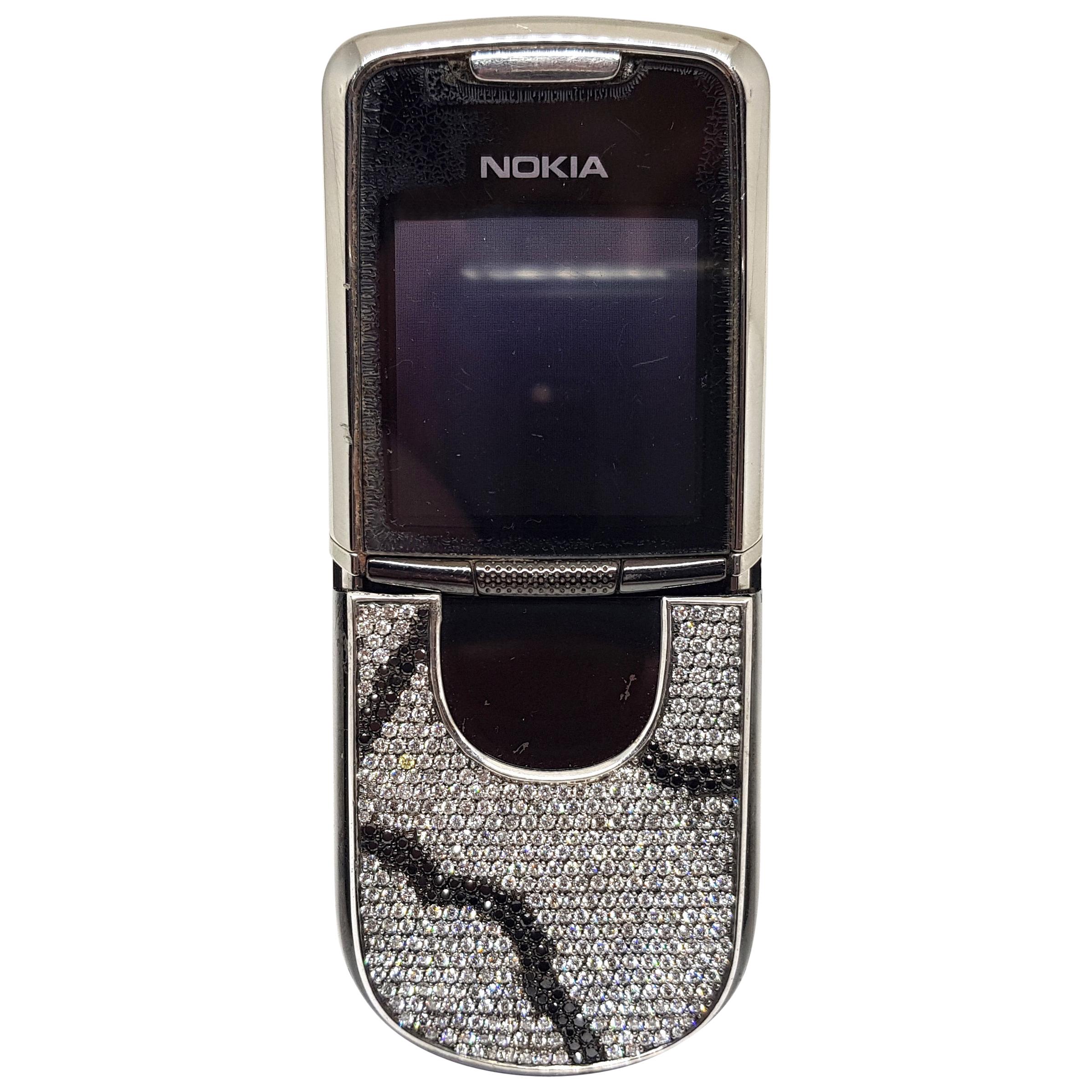 Nokia White Diamond Studded Cell Phone