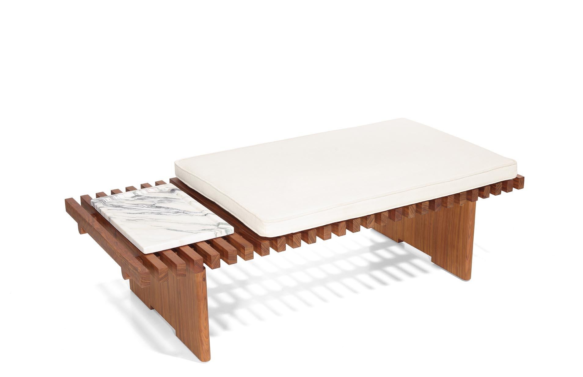 Nokogiri Coffee Table Bench - 130cm + Cushion For Sale 2