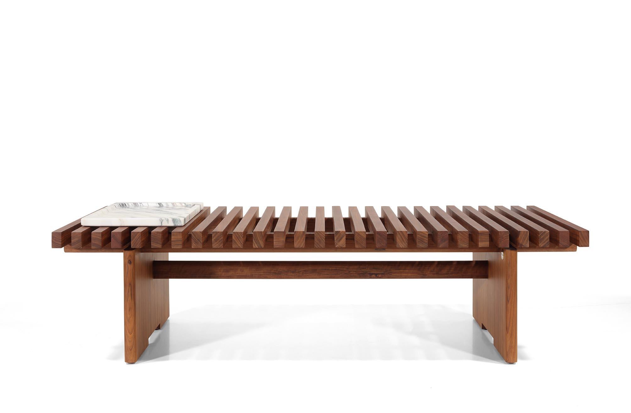 Wood Nokogiri Coffee Table Bench - 130cm + Cushion For Sale