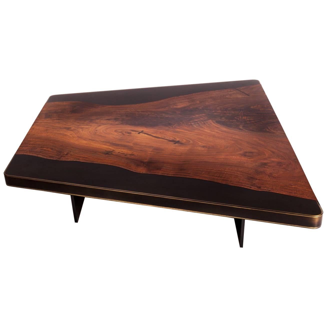 Nola Cocktail Table, Customizable Wood, Metal and Resin For Sale
