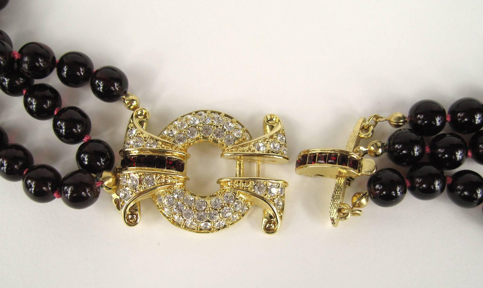 Collana di cristallo a 3 fili di Nolan Miller - Anni '80 In condizioni ottime in vendita a Wallkill, NY