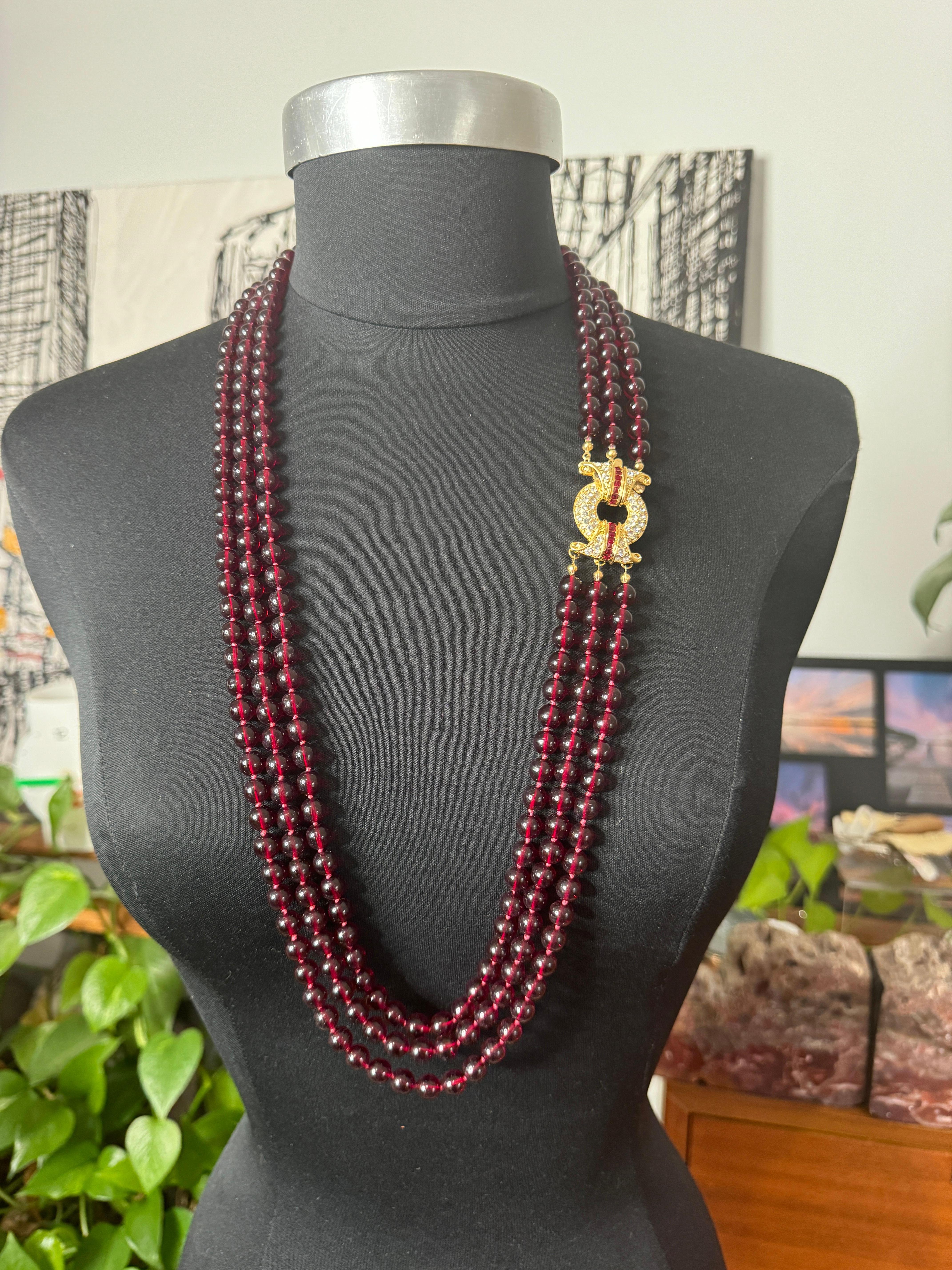 Nolan Miller, collier en cristal à 3 brins, années 1980 en vente 2