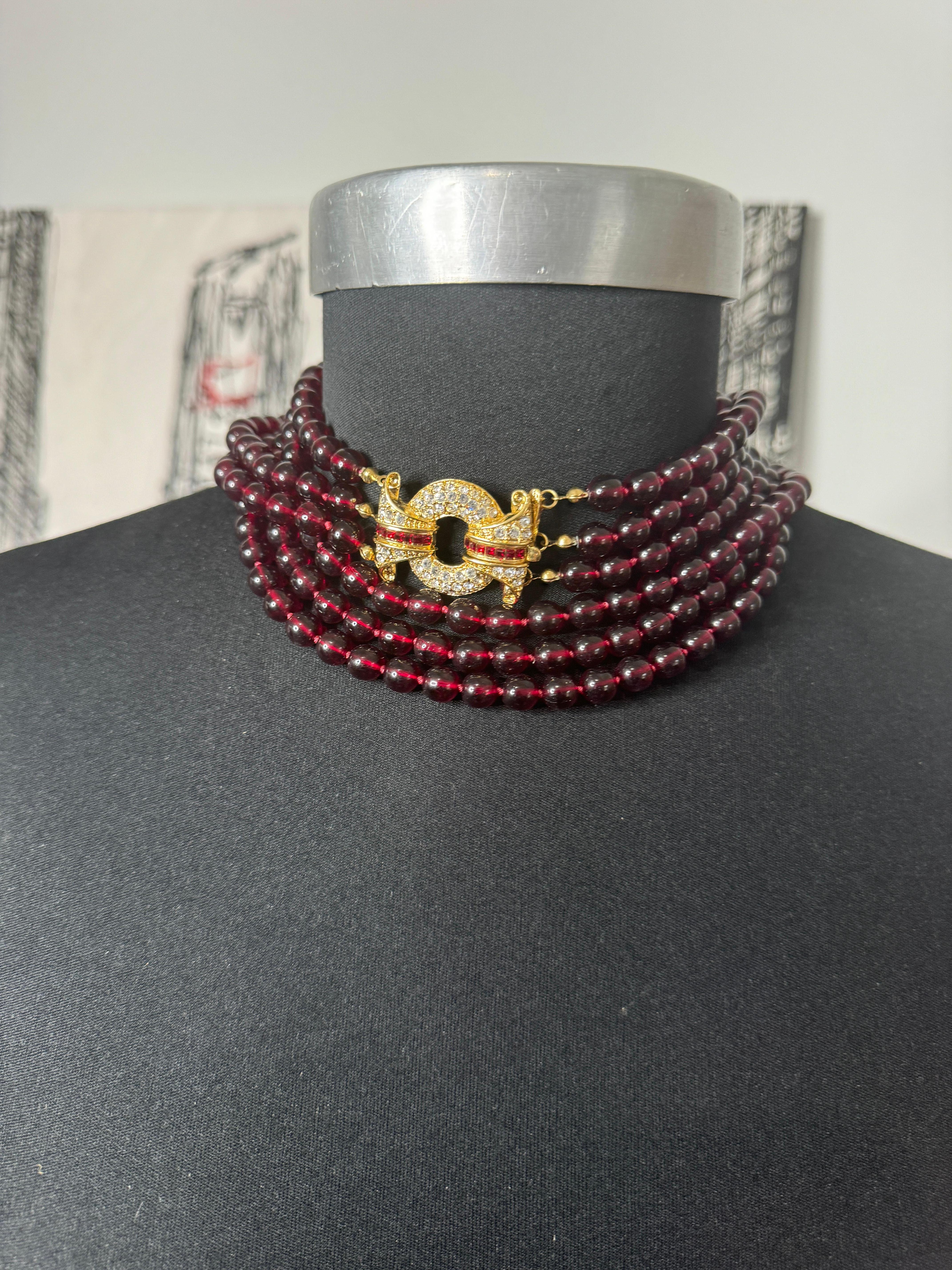 Nolan Miller, collier en cristal à 3 brins, années 1980 en vente 4