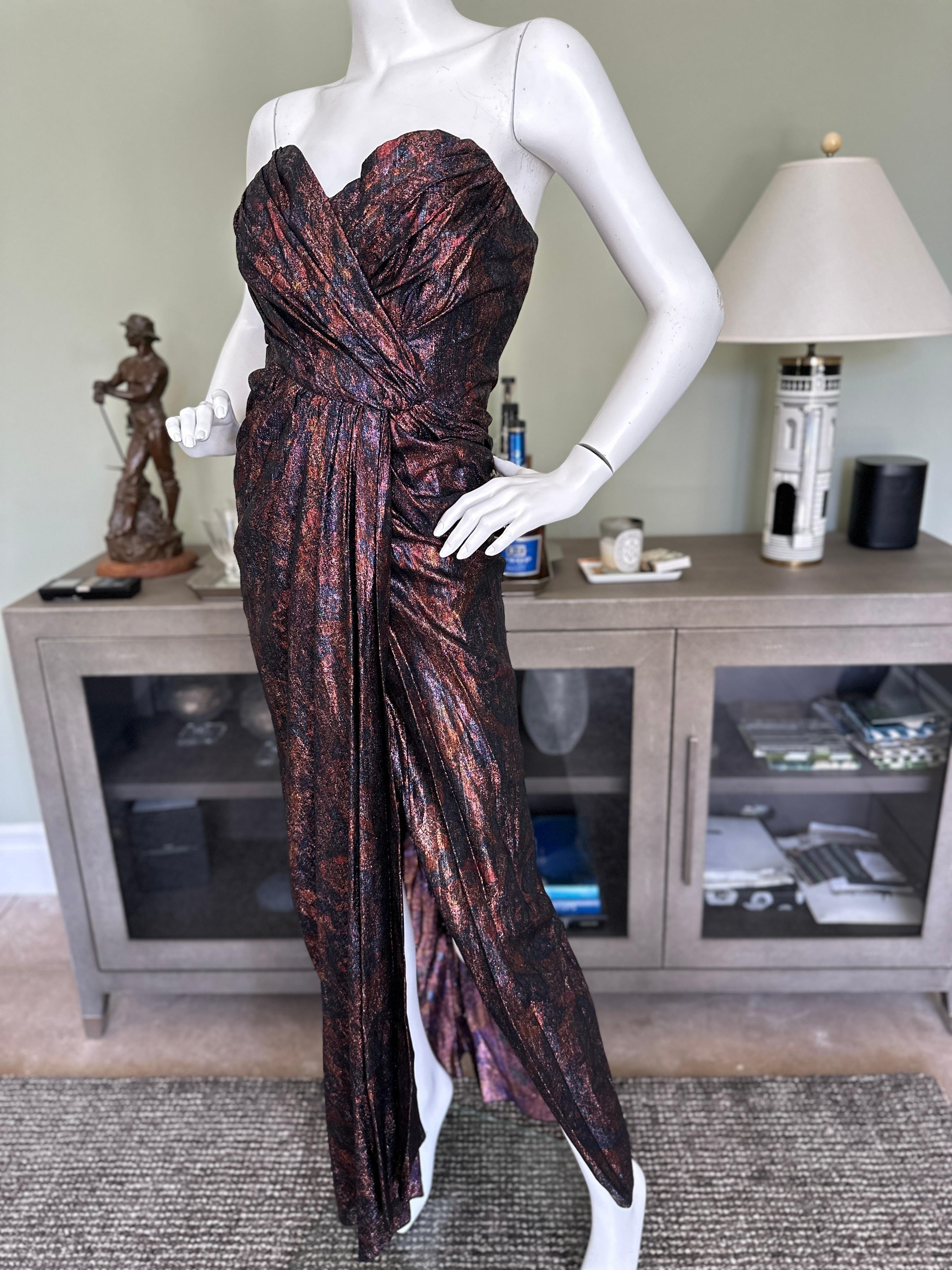 Nolan Miller Couture Vintage Metallic Strapless Corset Dress Size 14 For Sale 6