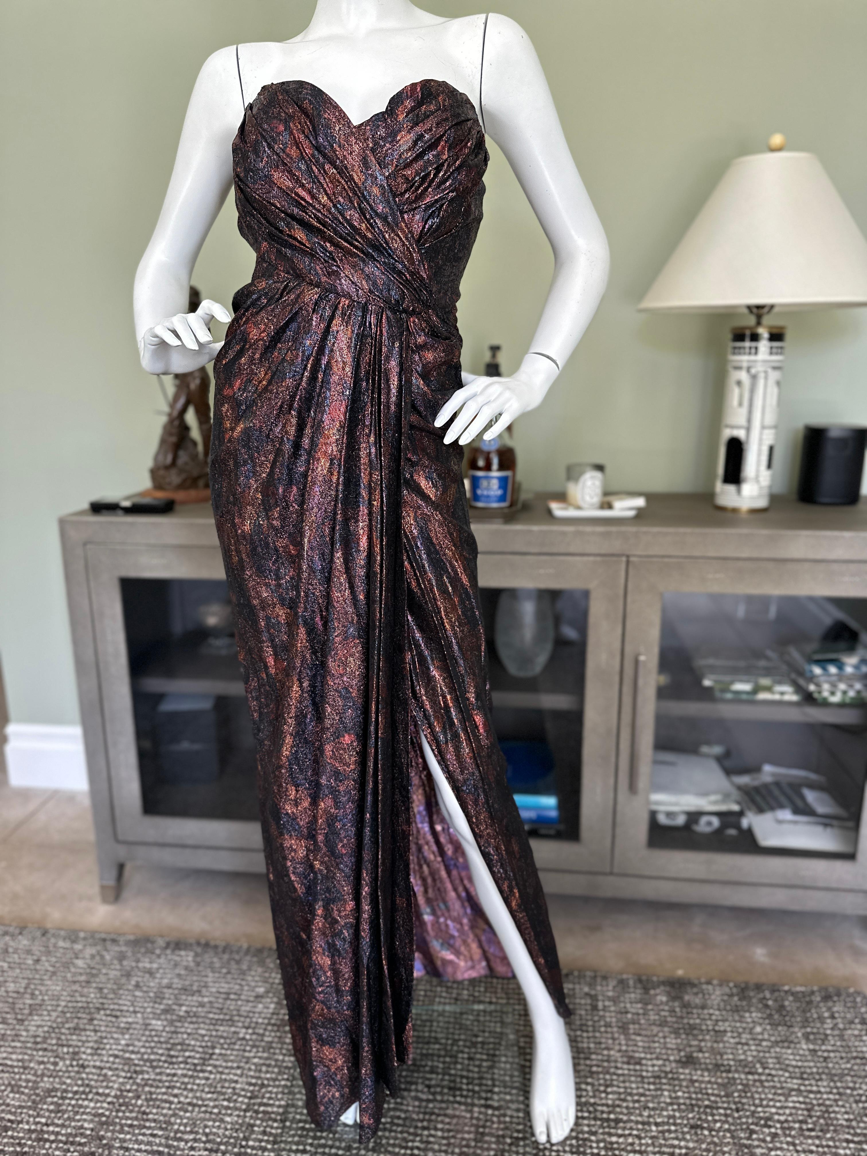 Nolan Miller Couture Vintage Metallic Strapless Corset Dress Size 14 For Sale 3