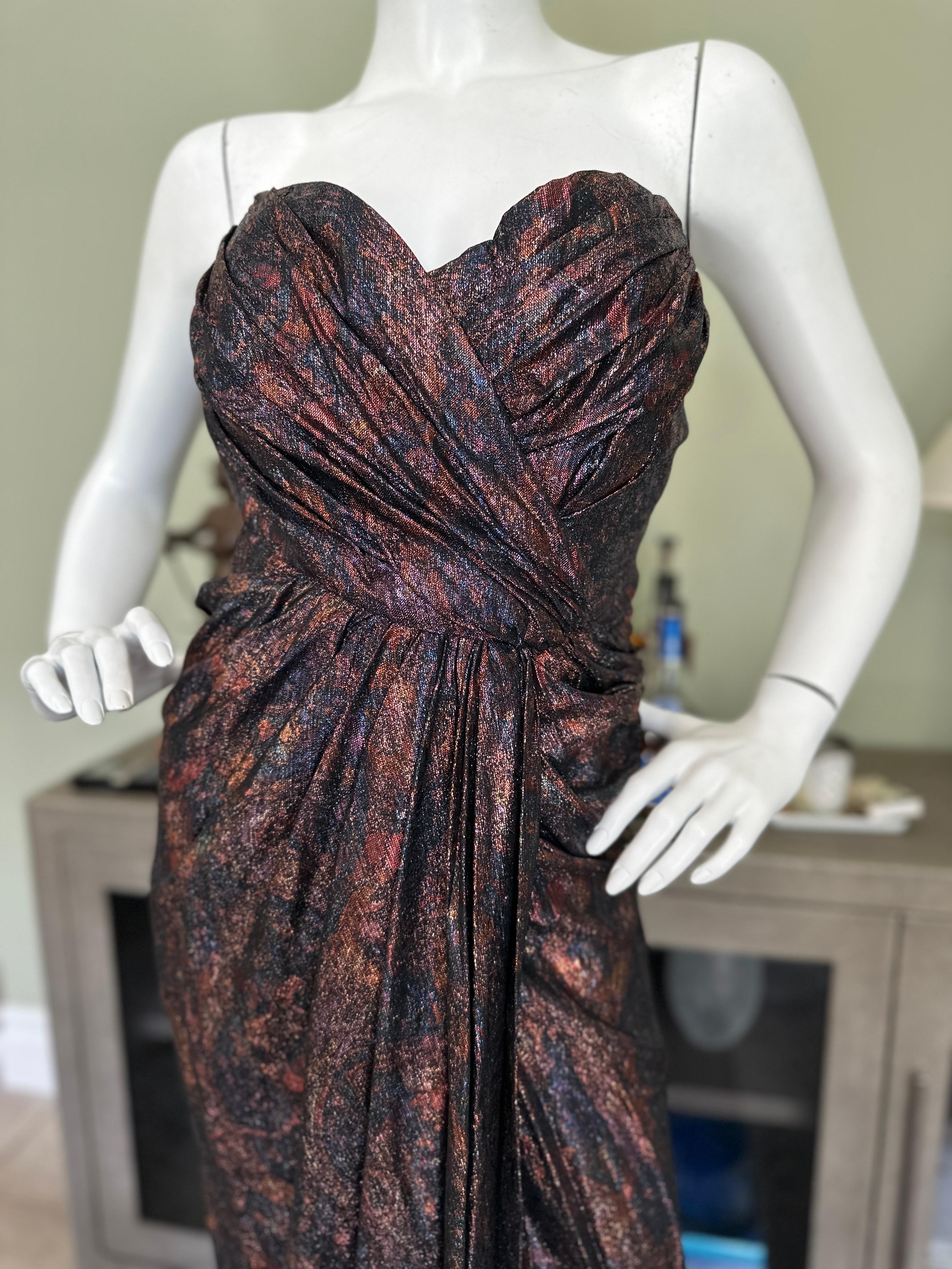 Nolan Miller Couture Vintage Metallic Strapless Corset Dress Size 14 For Sale 4