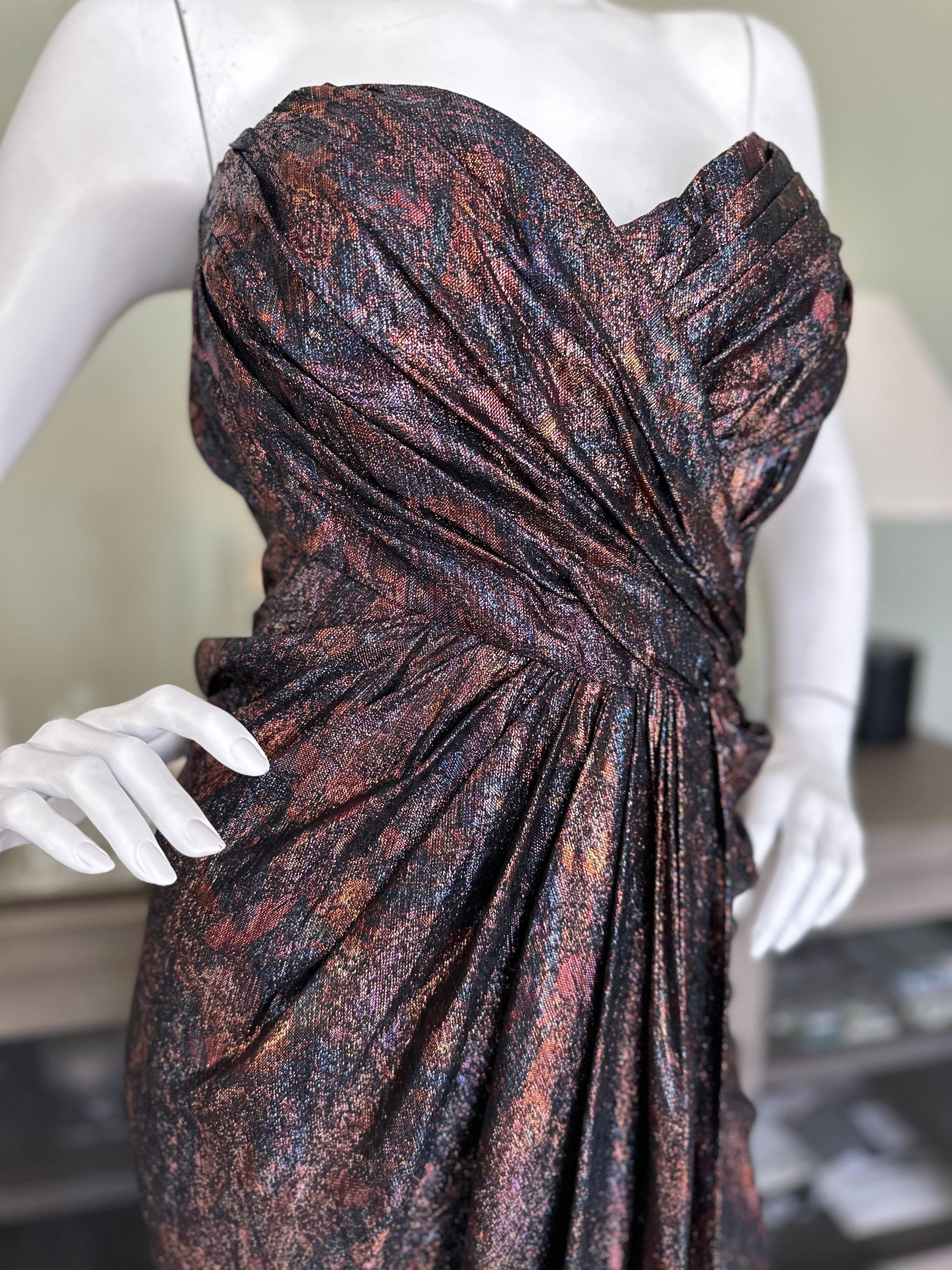 Nolan Miller Couture Vintage Metallic Strapless Corset Dress Size 14 For Sale 5