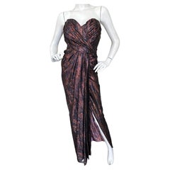 Nolan Miller Couture Vintage Metallic Strapless Corset Dress Size 14