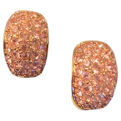 Nolan Miller Glamour Collection Pink Rhinestone Clip- On Earrings NIB