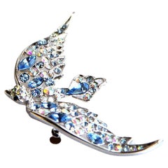 Nolan Miller Signed Designer Crystal Bird in Flight Vintage Brooch Pin