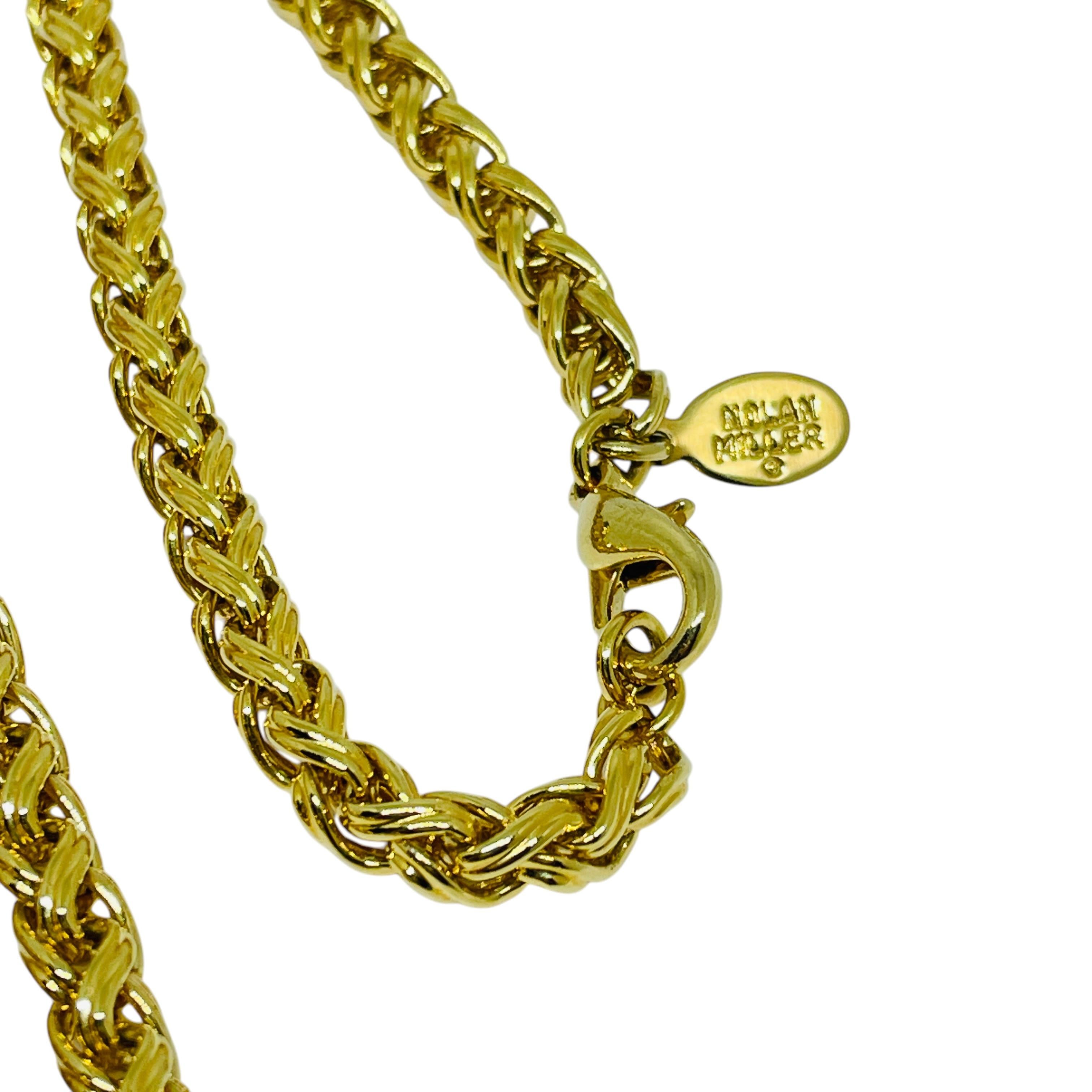 Donna Nolan Miller, collana con catena firmata, placcata in oro e con cristalli blu zaffiro in vendita