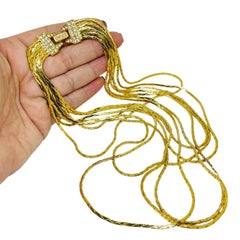 NOLAN MILLER signed vintage gold plated crystals designer necklace