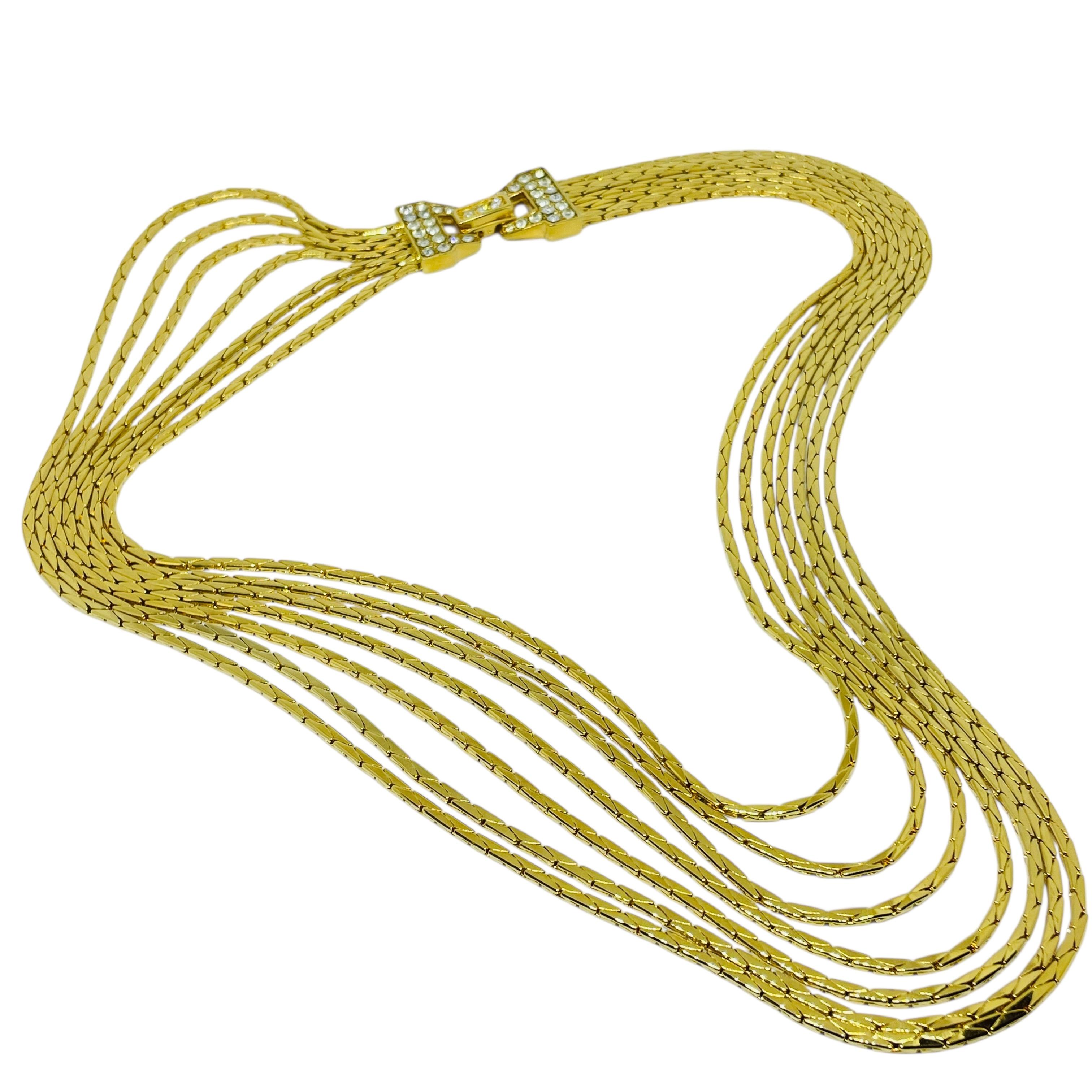 NOLAN MILLER collar de diseño vintage de cristales dorados firmado en venta 1