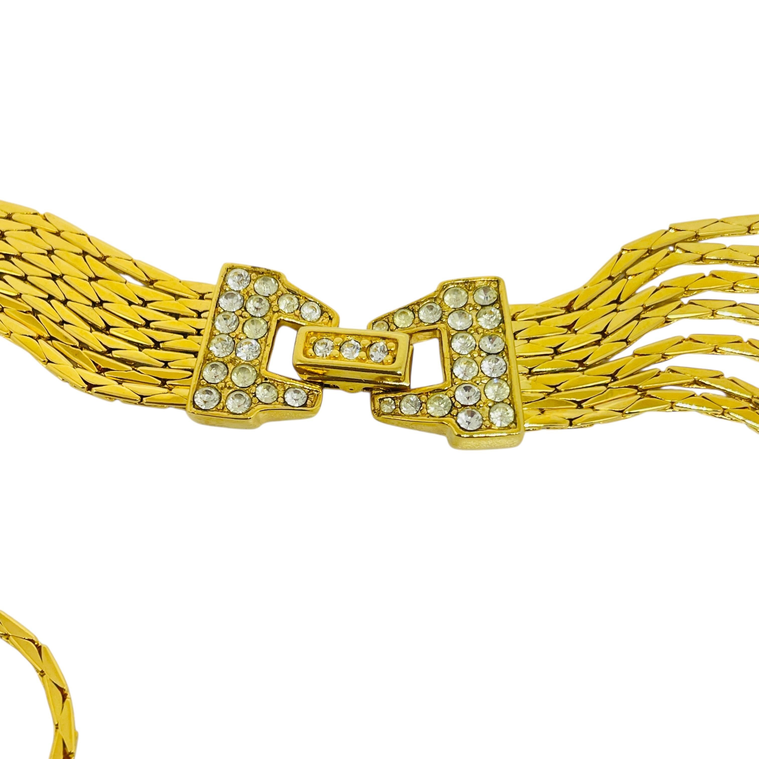 NOLAN MILLER collar de diseño vintage de cristales dorados firmado en venta 2