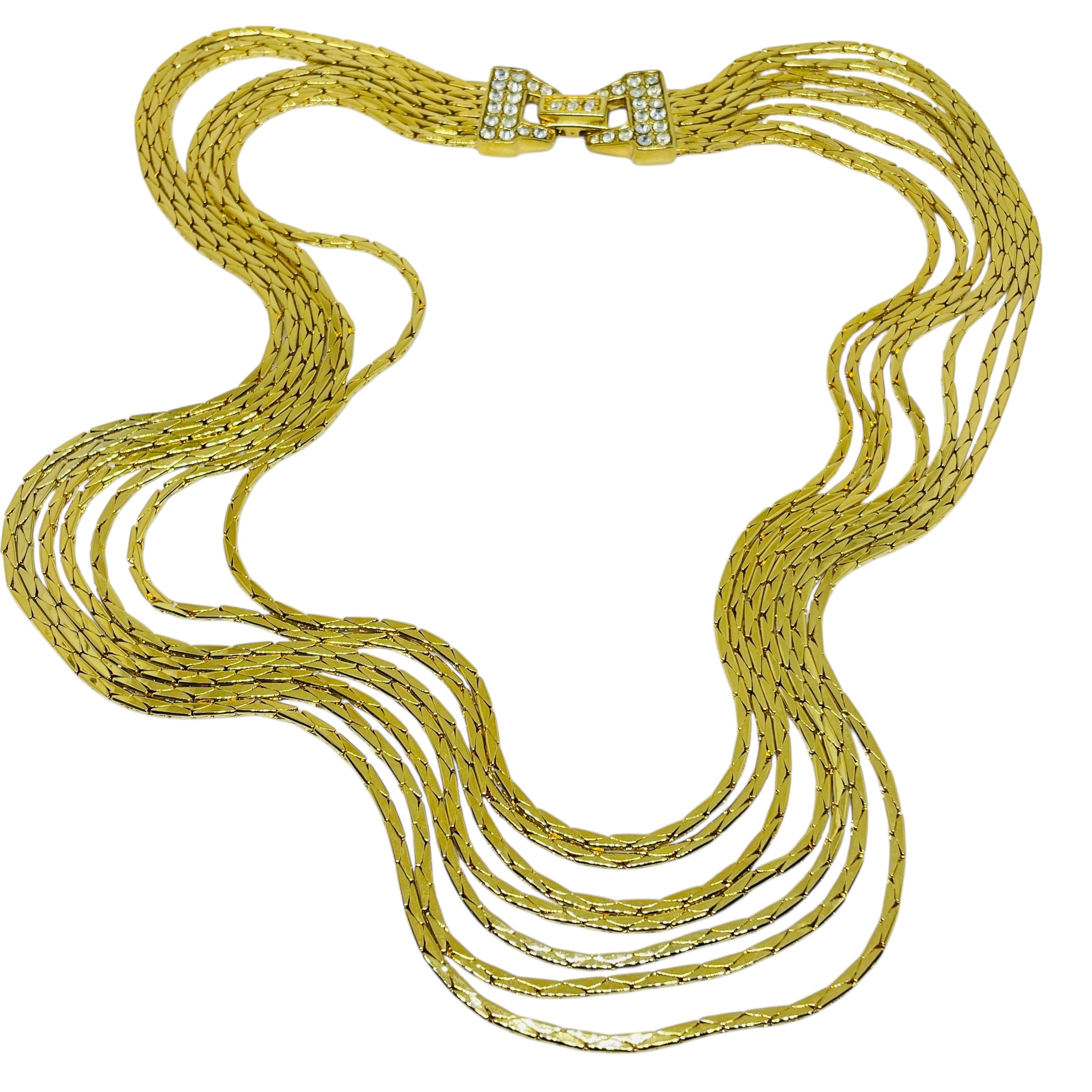 NOLAN MILLER collar de diseño vintage de cristales dorados firmado en venta 4