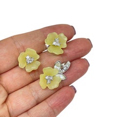 NOLAN MILLER vintage silver tone crystal flower earrings necklace set