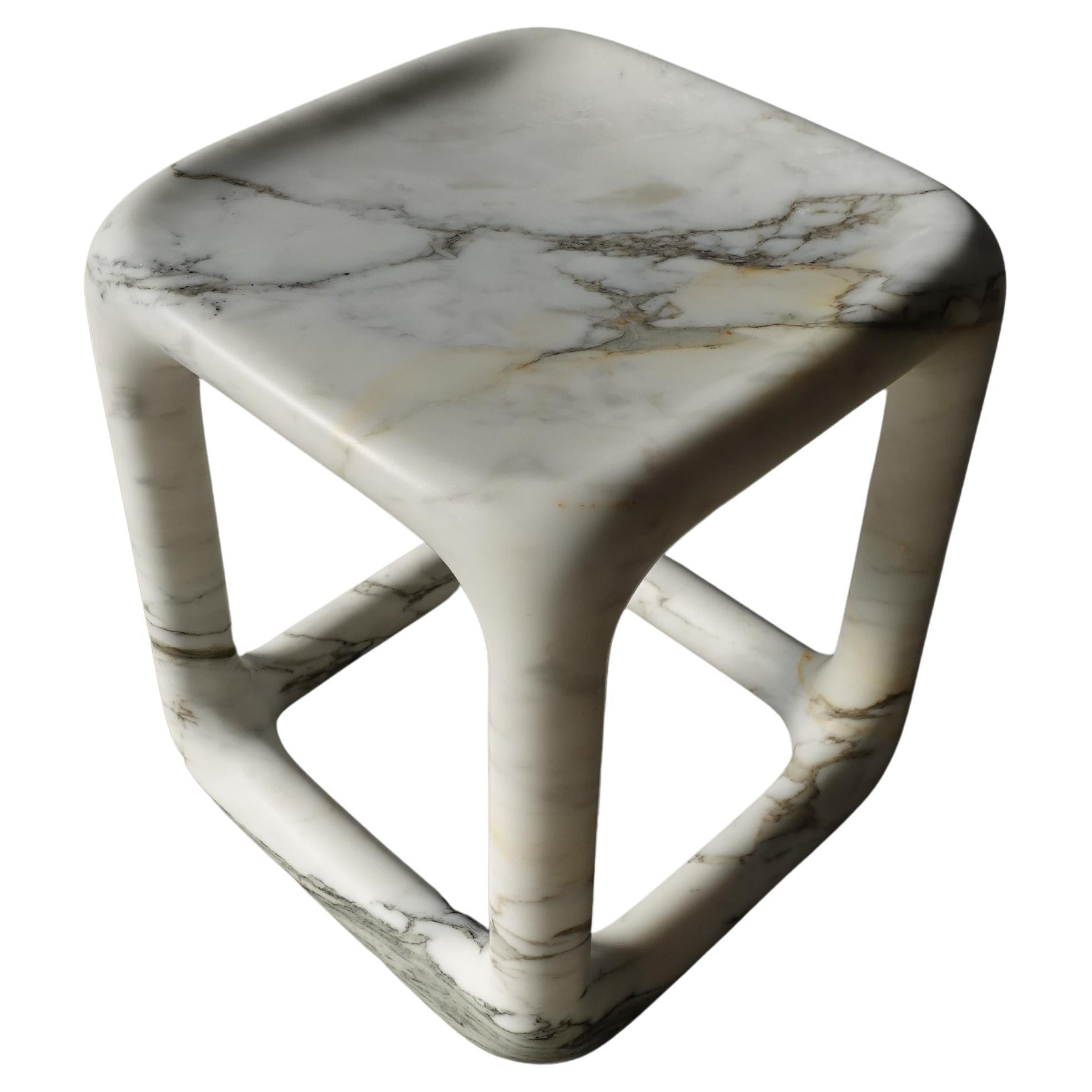"NOLAN" Stool by Stefano Bigi (Marble, Calacatta, Italy)