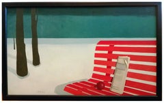 Bench in the Snow – großes belgisches surreales Stillleben aus der Mitte des Jahrhunderts
