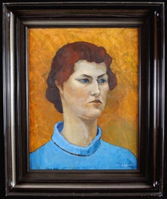 Portrait of a Lady - Mid 20th Century Modern Belgian Oil on Board Painting