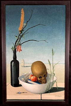 Vanity - Large Mid 20th Century Modern Belgian Surrealist Still Life Painting