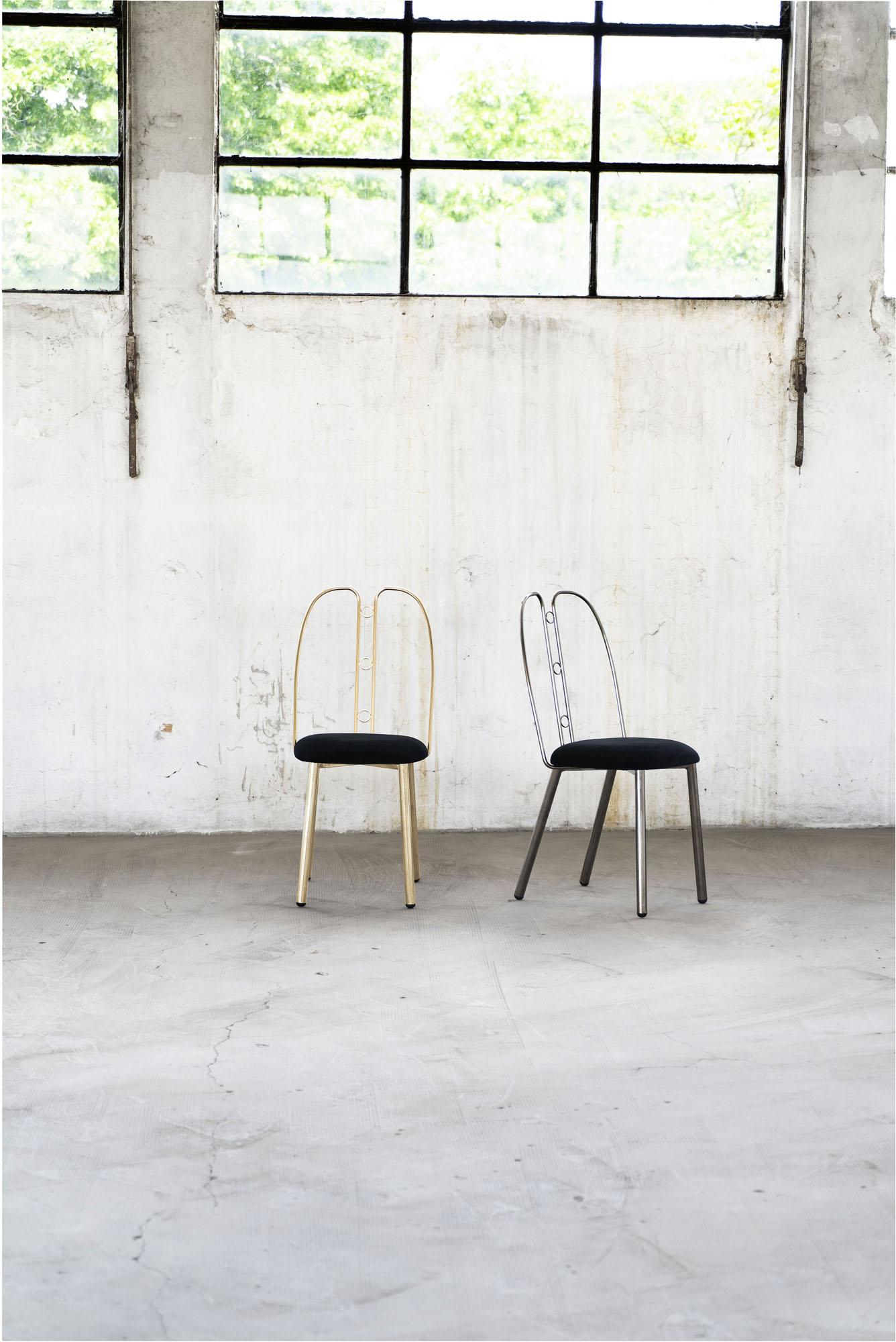 Galvanized Nollie Gold romantic chair design Made in Italy by edizioni Enrico Girotti For Sale
