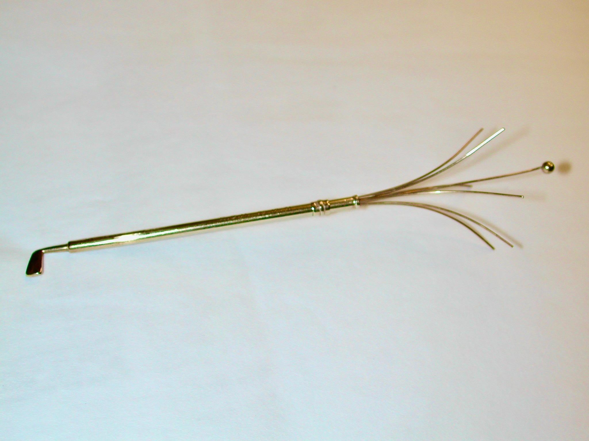 Novelty 9 Ct Gold Golf Club Swizzle Stick, Deakin & Francis, 1938, Birmingham For Sale 1