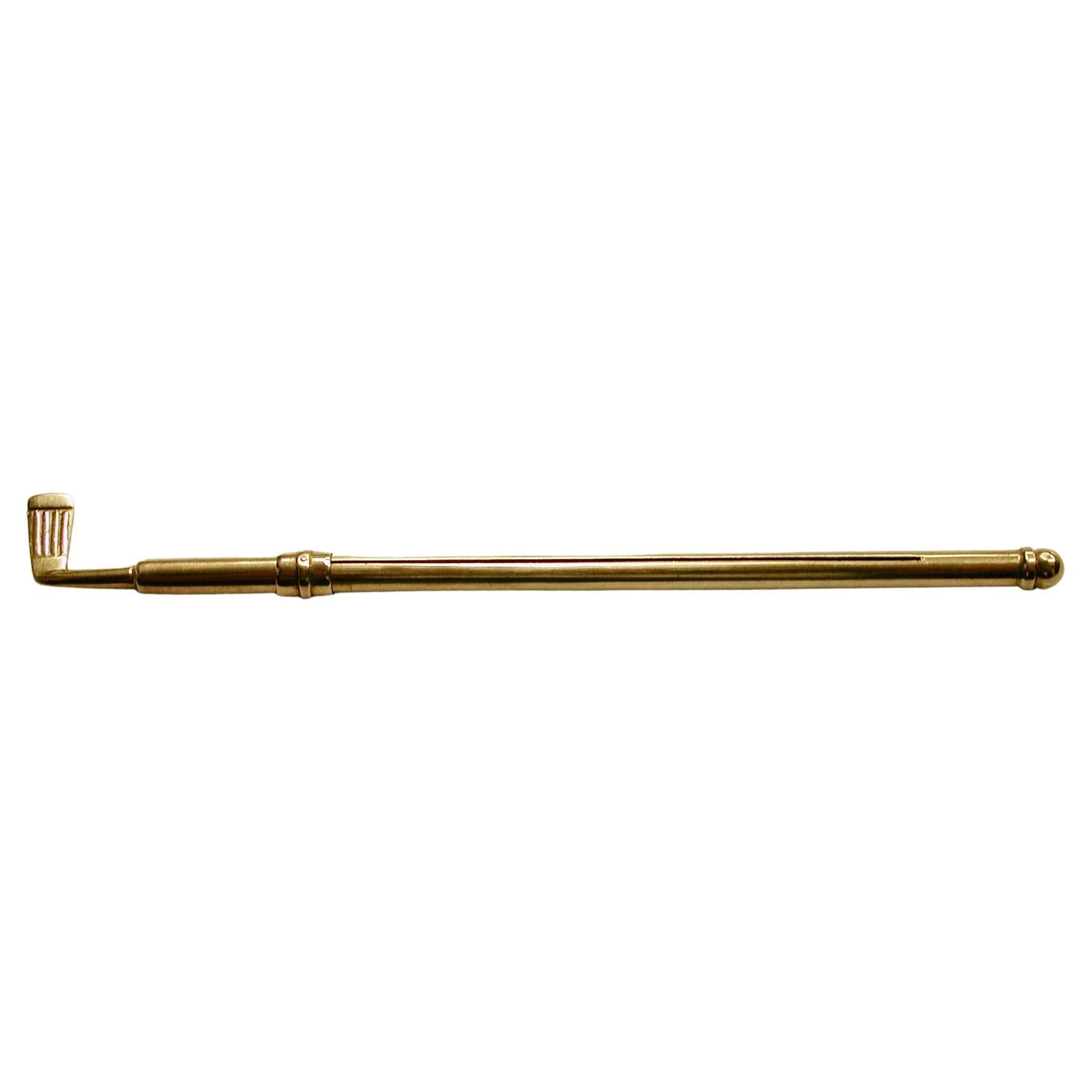 Neuheit 9 Karat Gold Golfschläger Swizzle Stick, Deakin & Francis, 1938, Birmingham