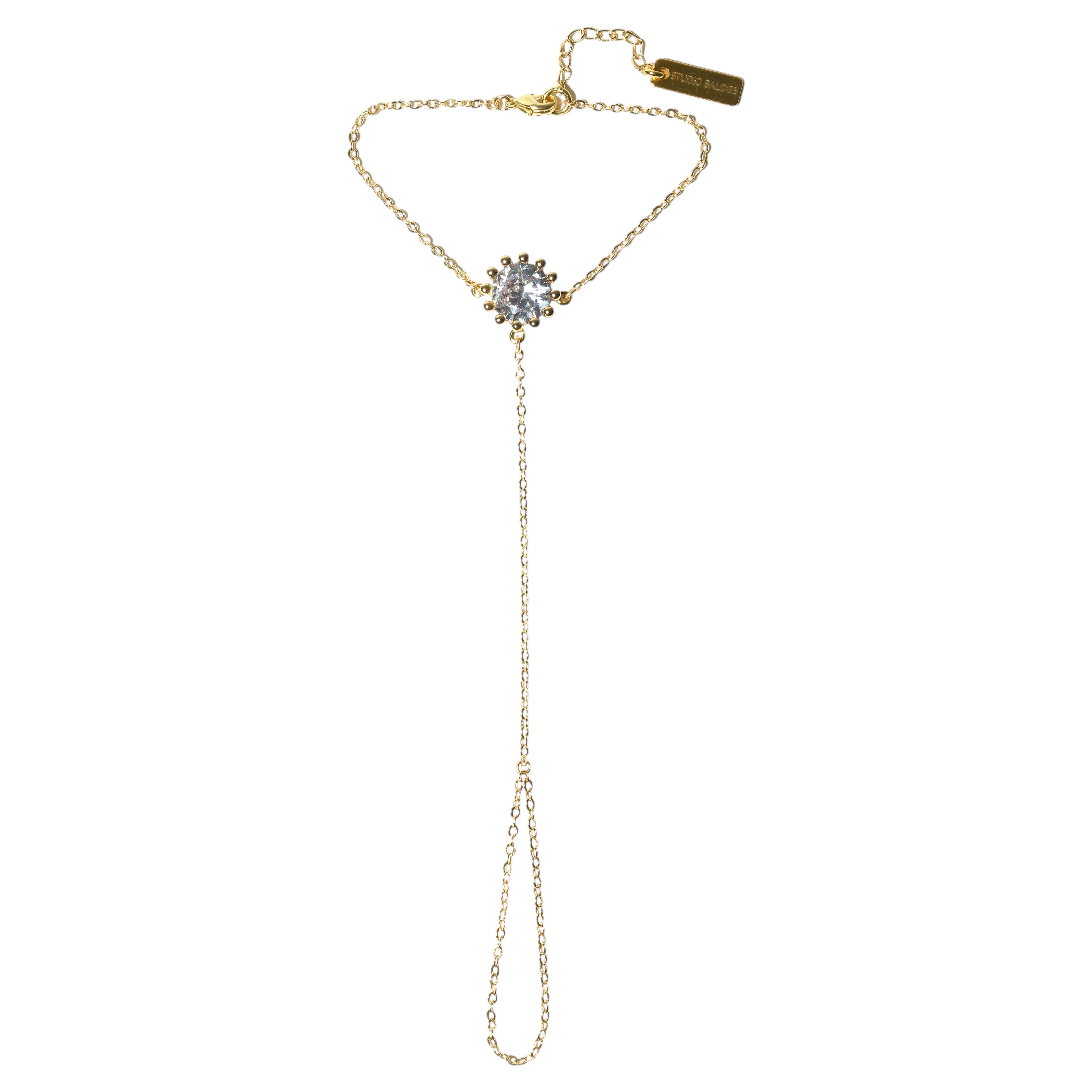 Noma 14K Gold-Filled Hand Chain with Central Crystal Halo