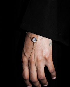 Noma V-Line 14K Gold-Filled Hand Chain with Central Crystal Halo