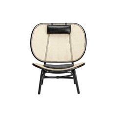 Nomad Chair in Black Bamboo with Black Aniline Leather Cushions