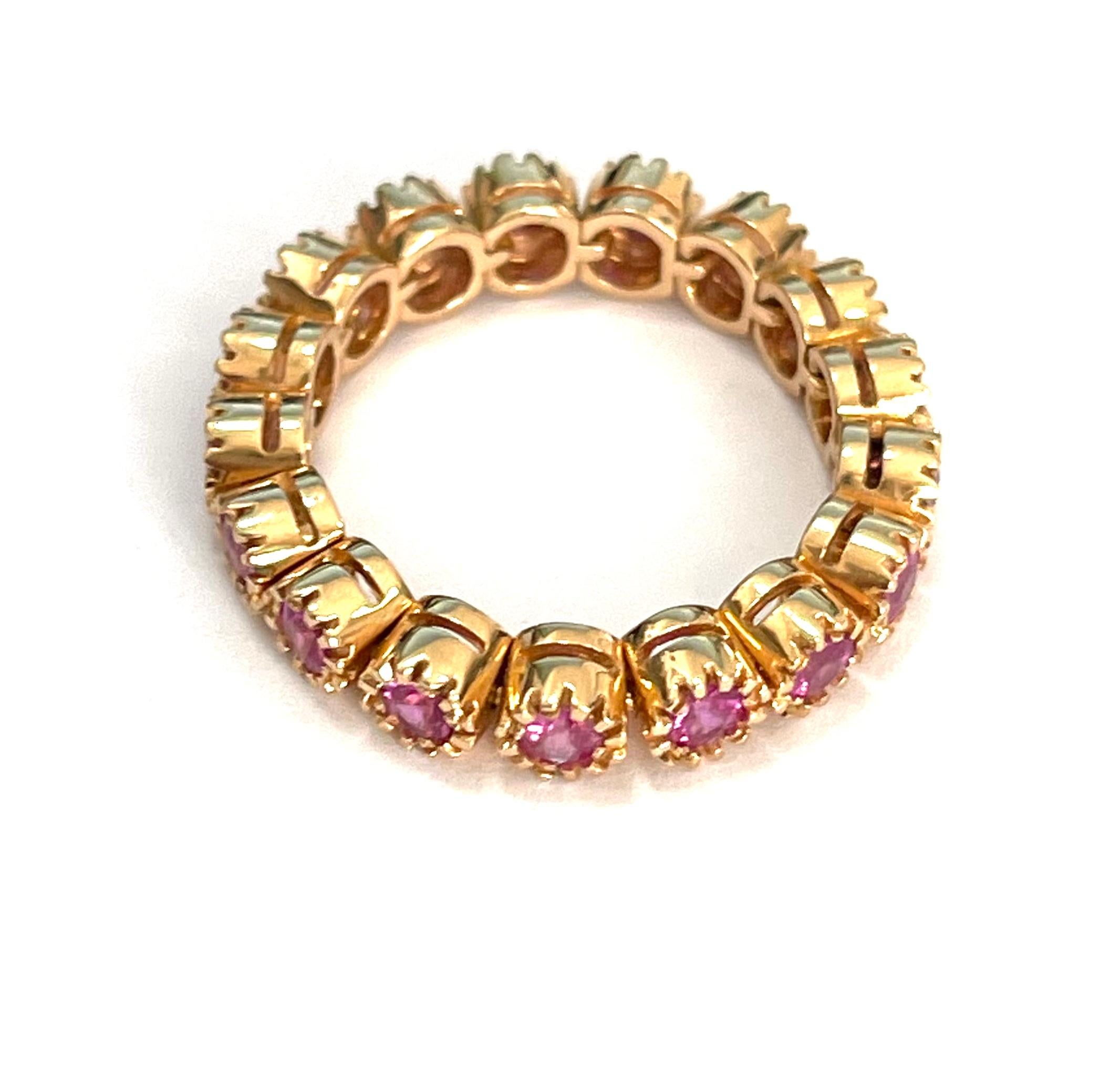 Bague en or jaune 18 carats avec rhodolite rose Neuf - En vente à Milano, Lombardia