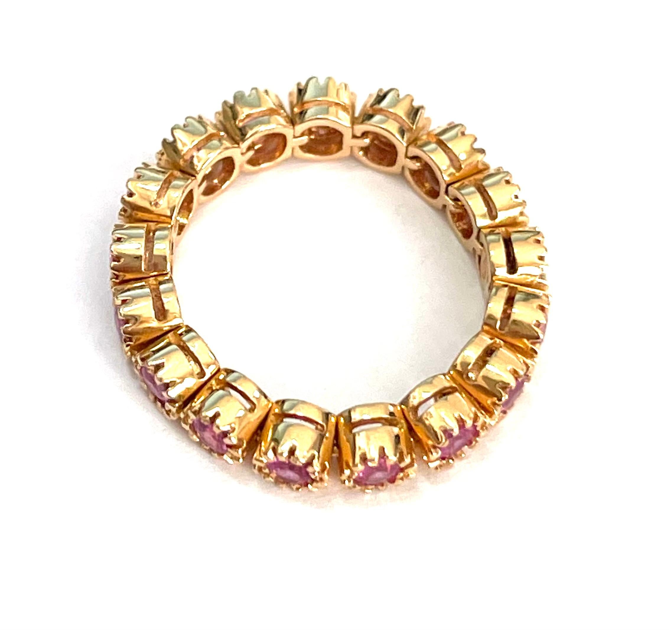 Bague en or jaune 18 carats avec rhodolite rose Pour femmes en vente