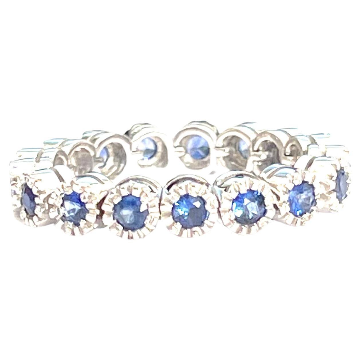 Nomad Collection 18 Karat White Gold Ring in Blue Sapphire