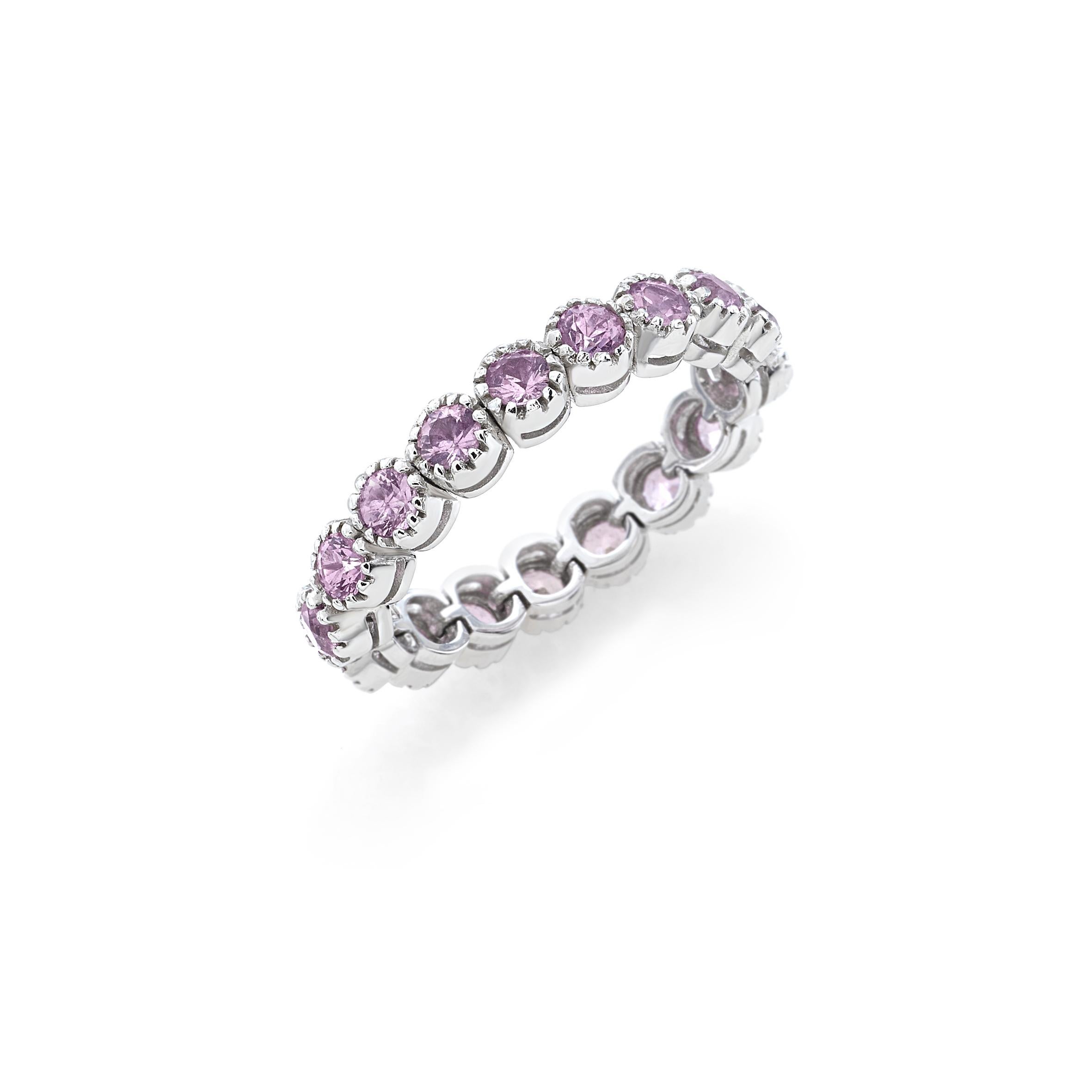Anello in oro bianco 18 carati con zaffiro rosa In condizioni Nuovo in vendita a Milano, Lombardia