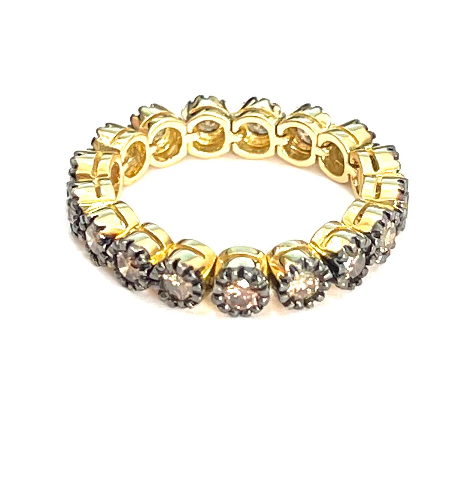 Taille brillant Bague en or jaune 18 carats et diamants bruns de la collection Nomad en vente