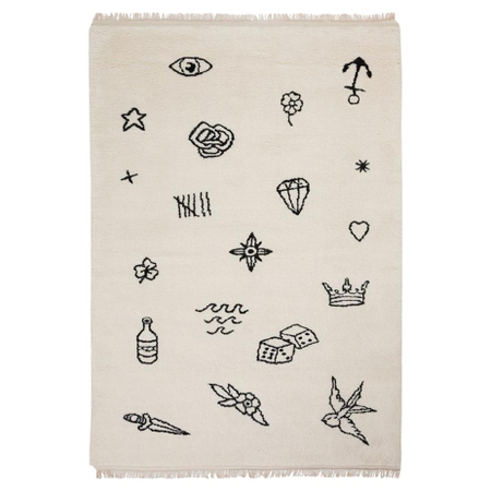 Nomad Cream, Wool Shaggy Rug in Scandinavian Design