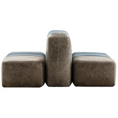 Nomad Cube in Yak Leather by KVN x Matsu - Grey Yak Leather & Sunbrella Fabric