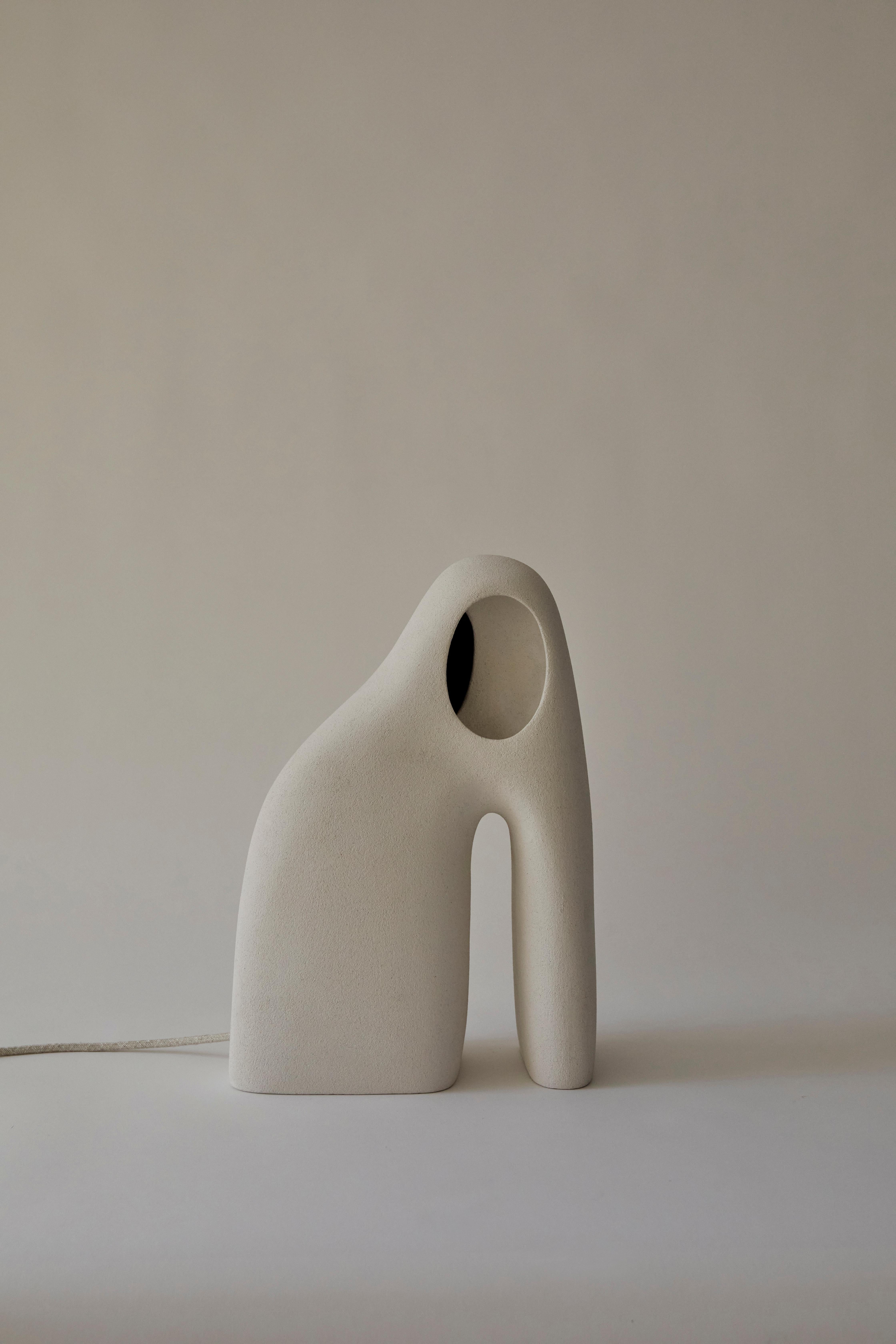 Post-Modern Nomad II:02 Table Lamp in White Sand Stoneware by Sofia Karnukaeva For Sale