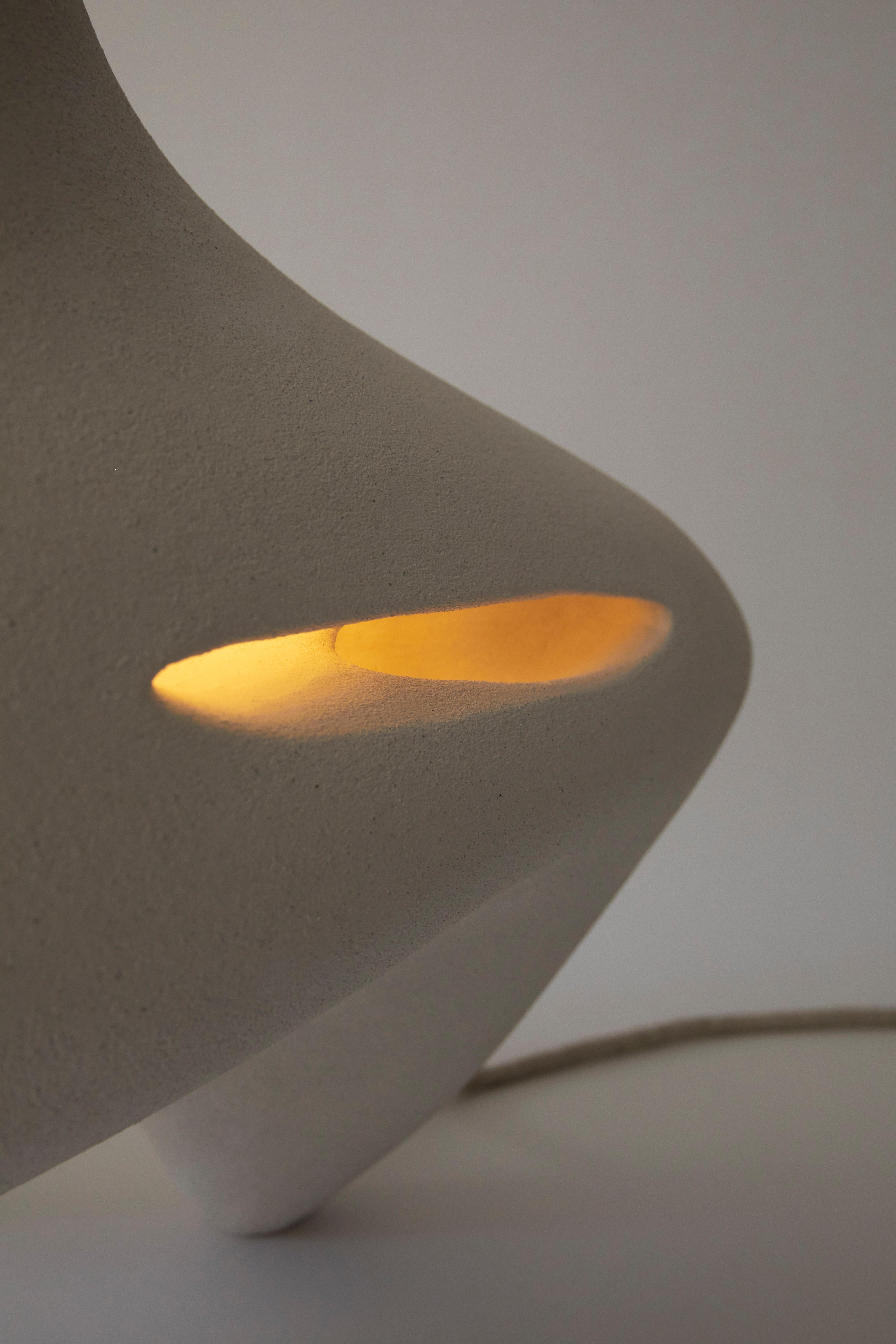 Post-Modern Nomad II:03 Table Lamp in White Sand Stoneware by Sofia Karnukaeva For Sale