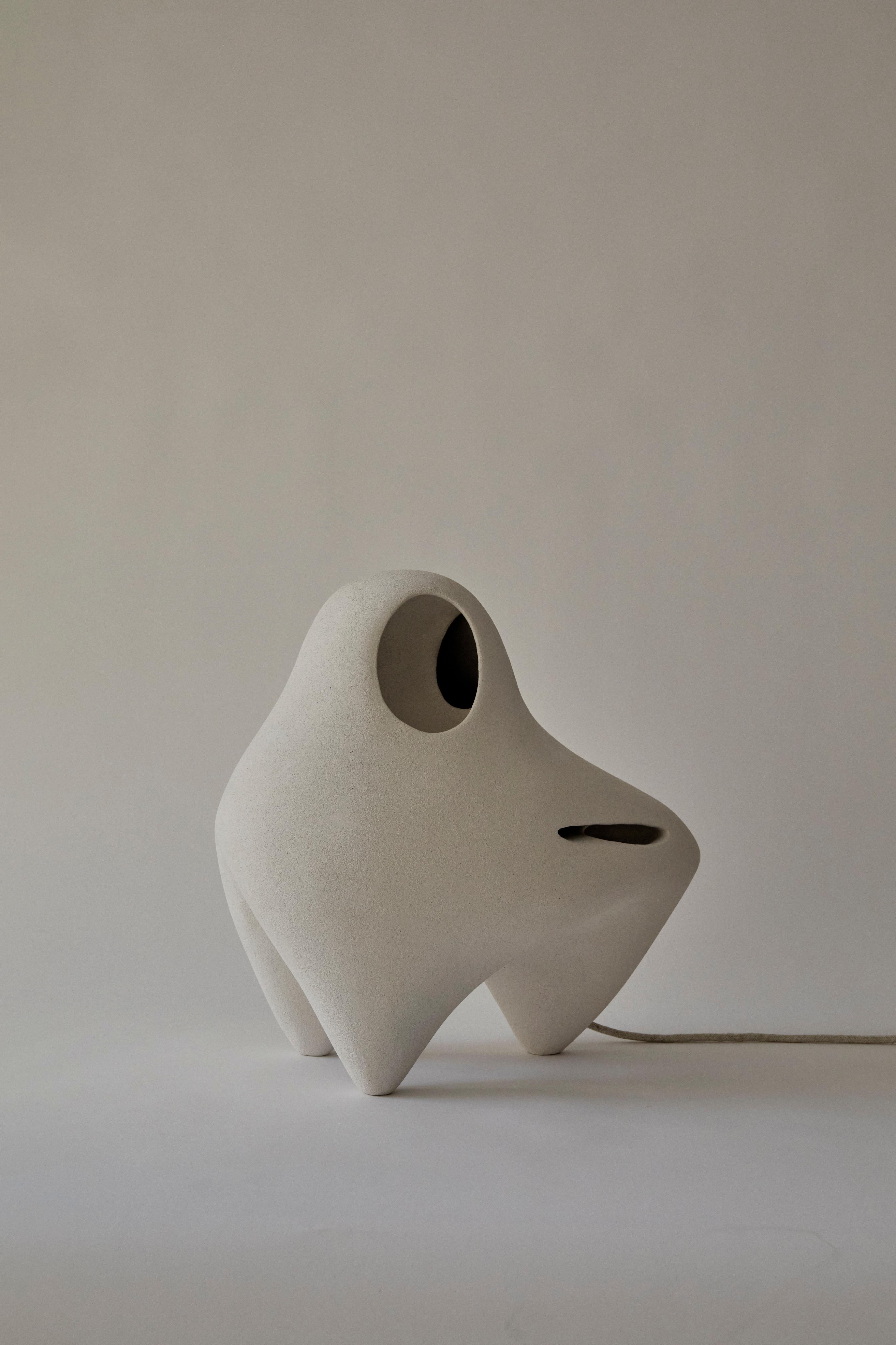Spanish Nomad II:03 Table Lamp in White Sand Stoneware by Sofia Karnukaeva For Sale