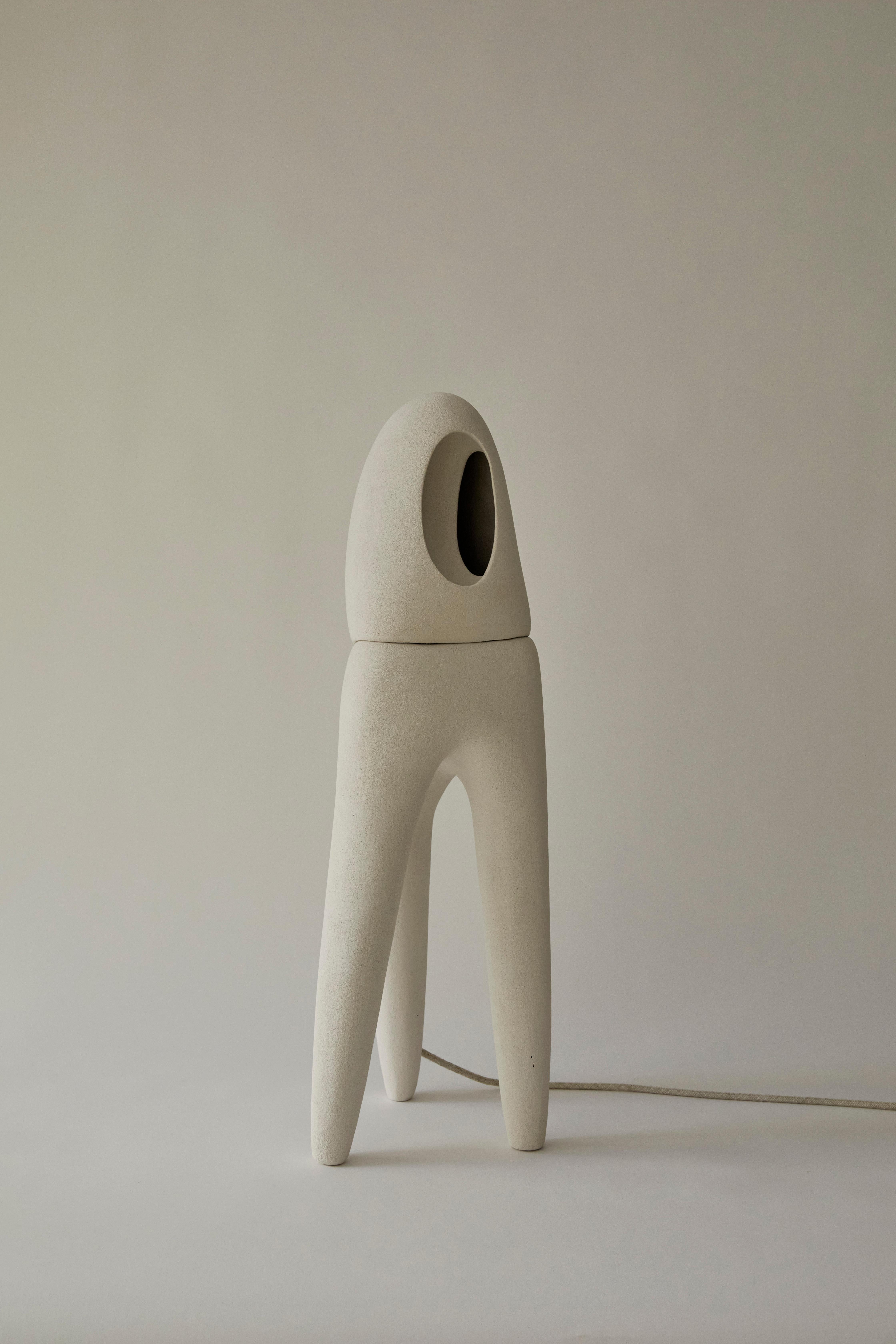 Contemporary Nomad II:04 Table Lamp in White Sand Stoneware by Sofia Karnukaeva For Sale