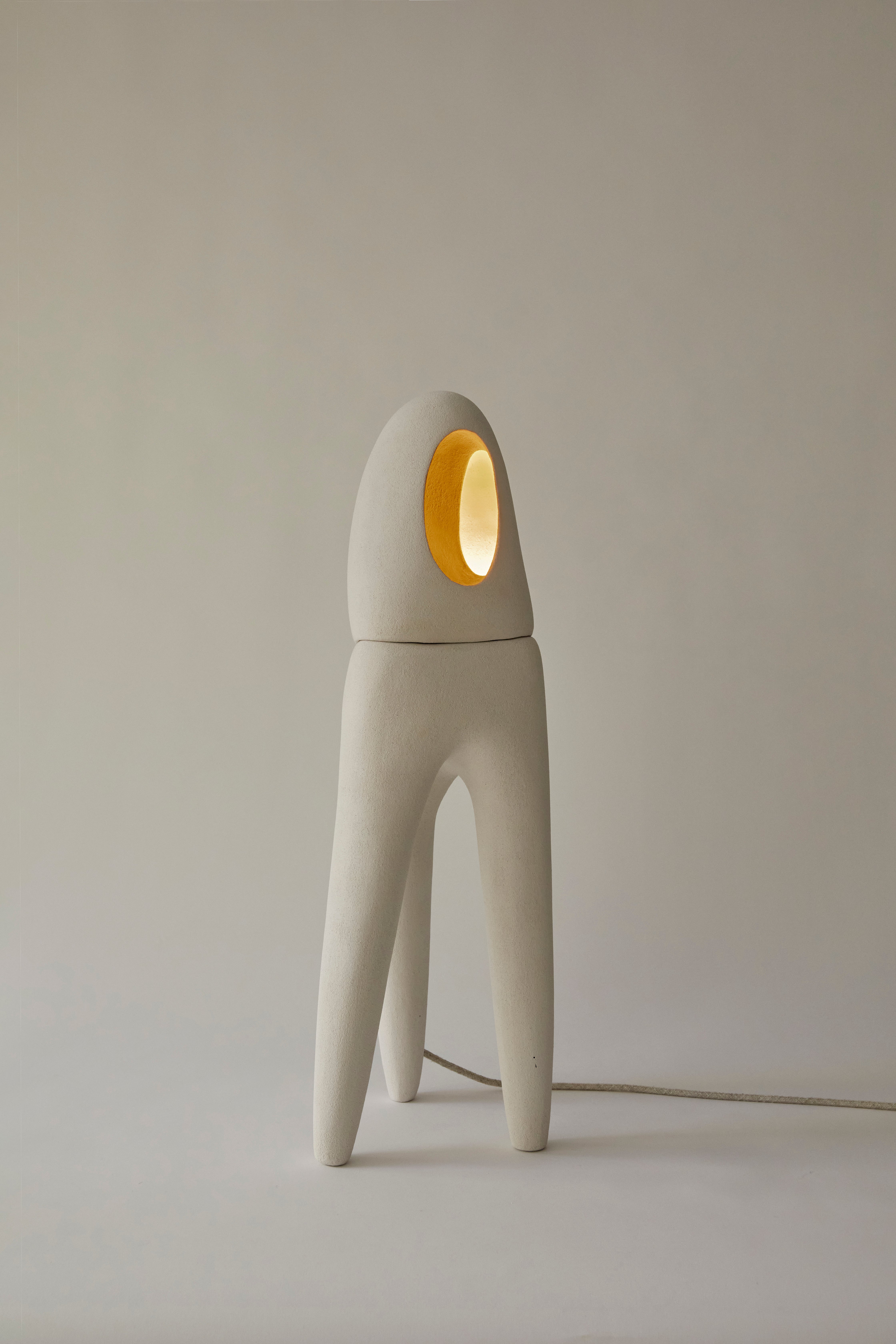 Nomad II:04 Table Lamp in White Sand Stoneware by Sofia Karnukaeva For Sale