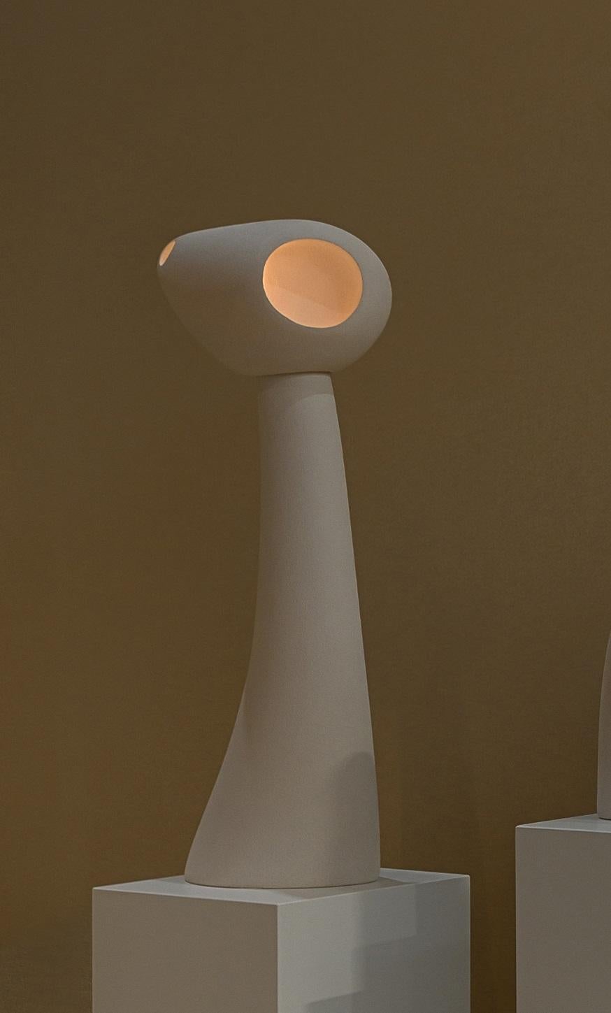 Nomad II:07 Lamp in White Sand Stoneware by Sofia Karnukaeva In New Condition For Sale In Geneve, CH