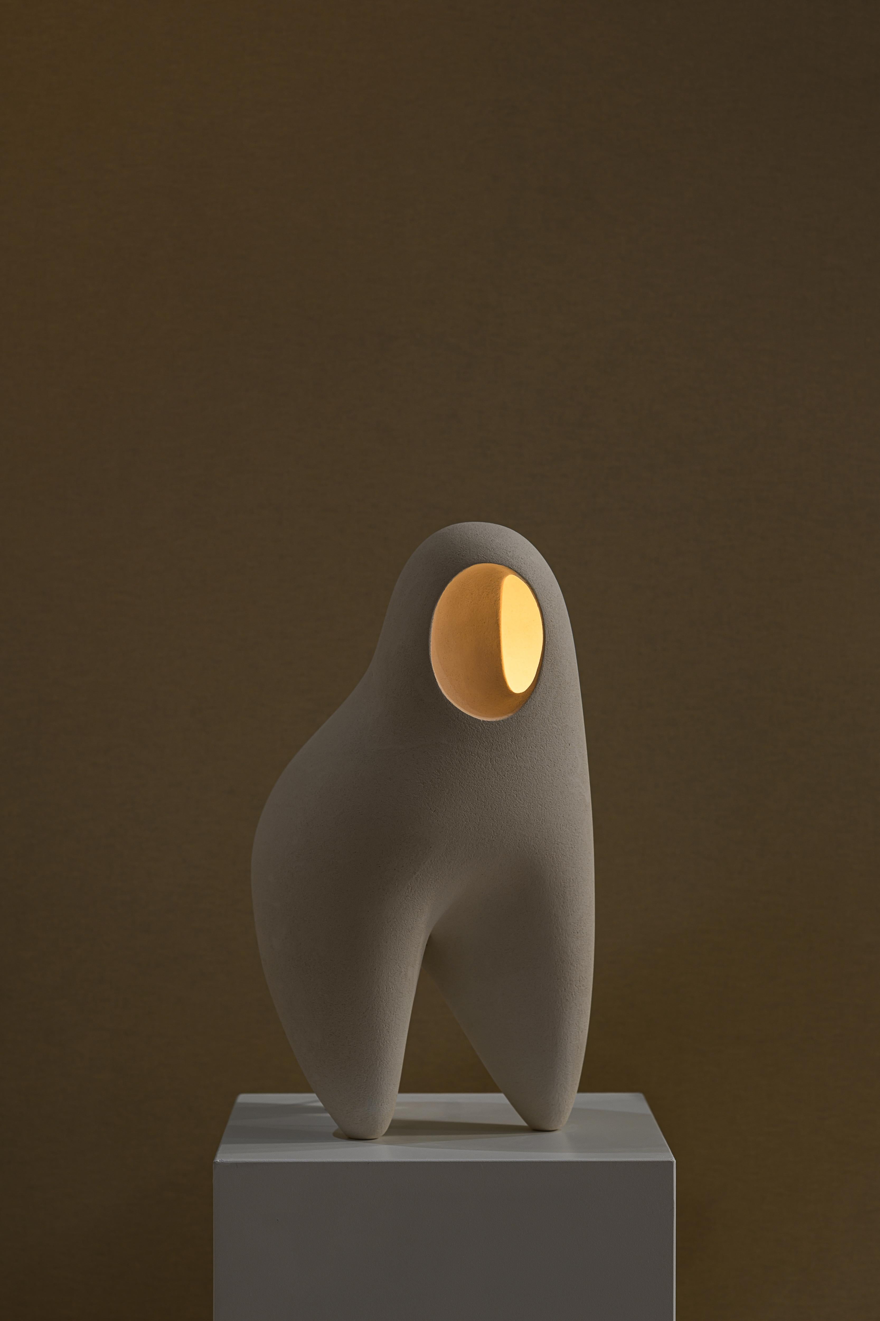 Post-Modern Nomad II:08 Table Lamp in White Sand Stoneware by Sofia Karnukaeva For Sale
