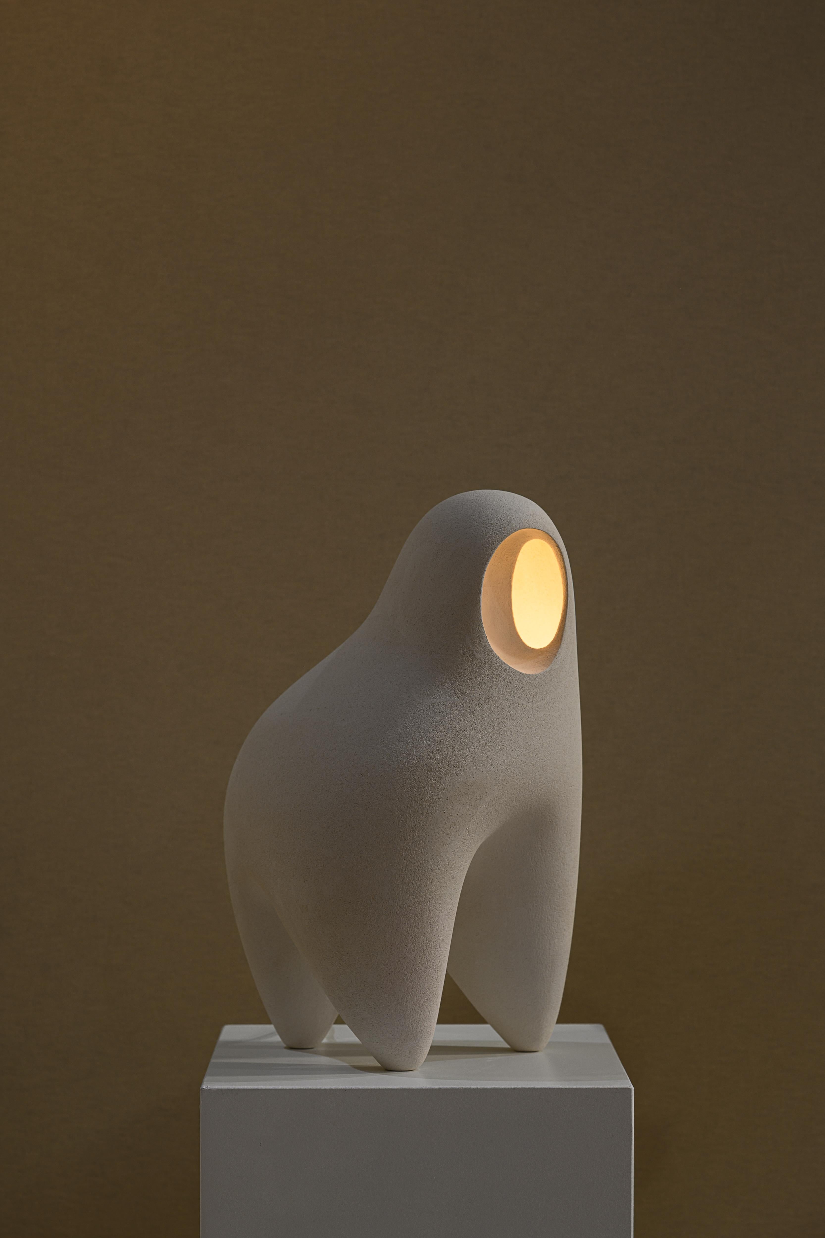 Nomad II:08 Table Lamp in White Sand Stoneware by Sofia Karnukaeva In New Condition For Sale In Geneve, CH