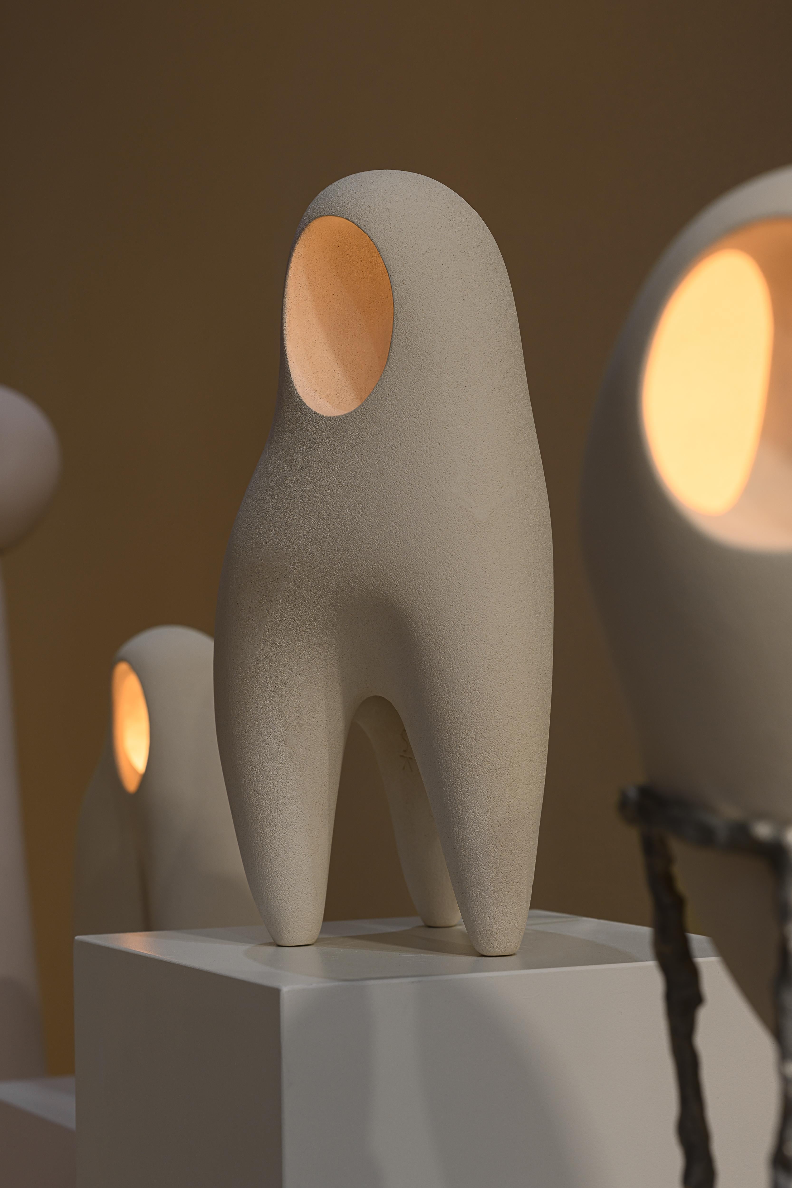 Nomad II:08 Table Lamp in White Sand Stoneware by Sofia Karnukaeva For Sale 1