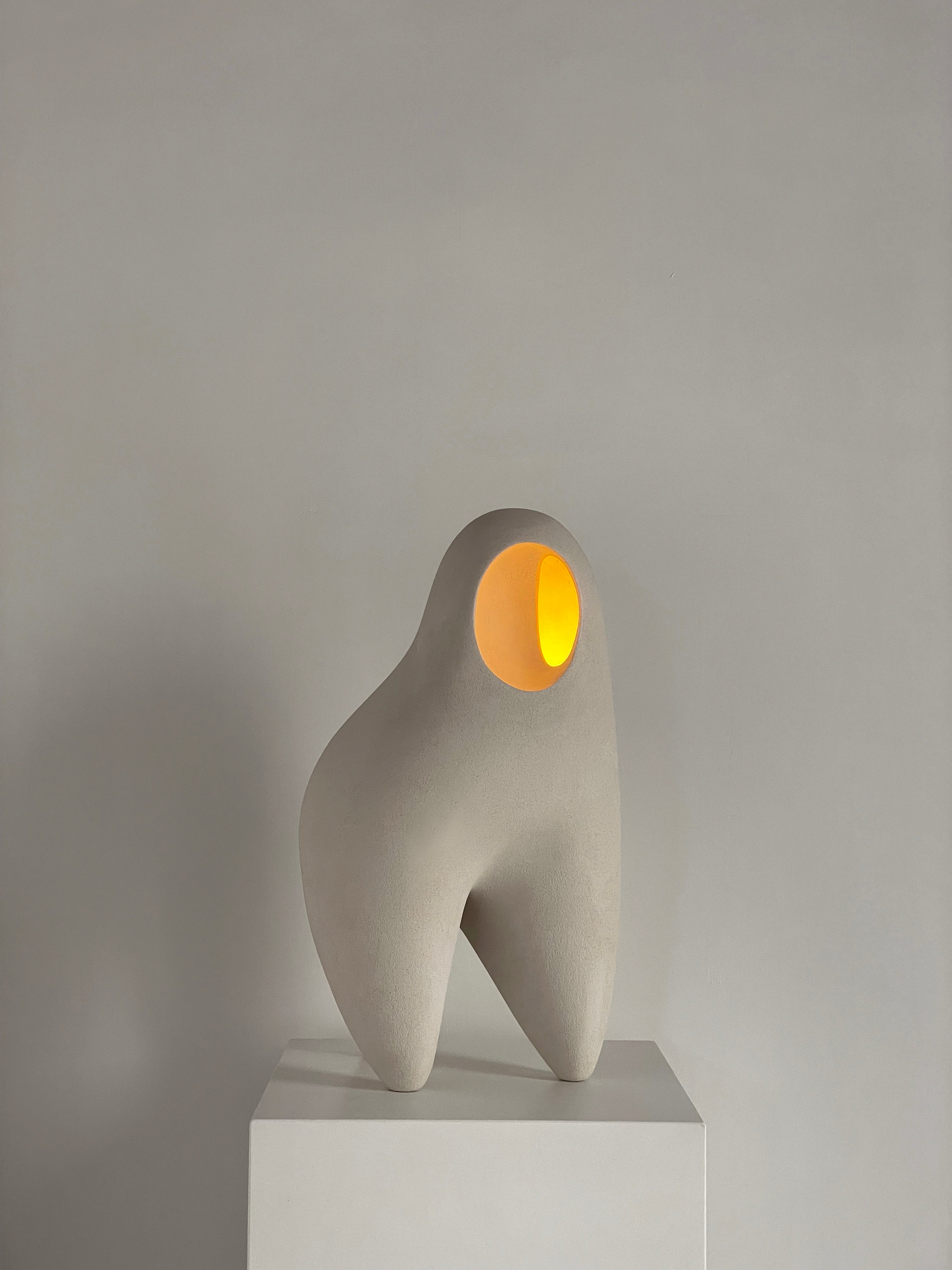 Nomad II:08 Table Lamp in White Sand Stoneware by Sofia Karnukaeva For Sale