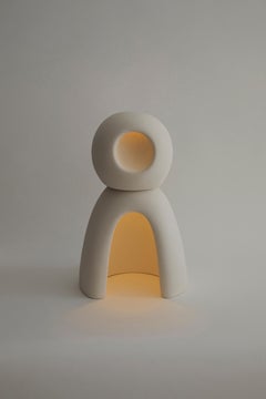 Nomad II:09 Table Lamp in White Sand Stoneware by Sofia Karnukaeva