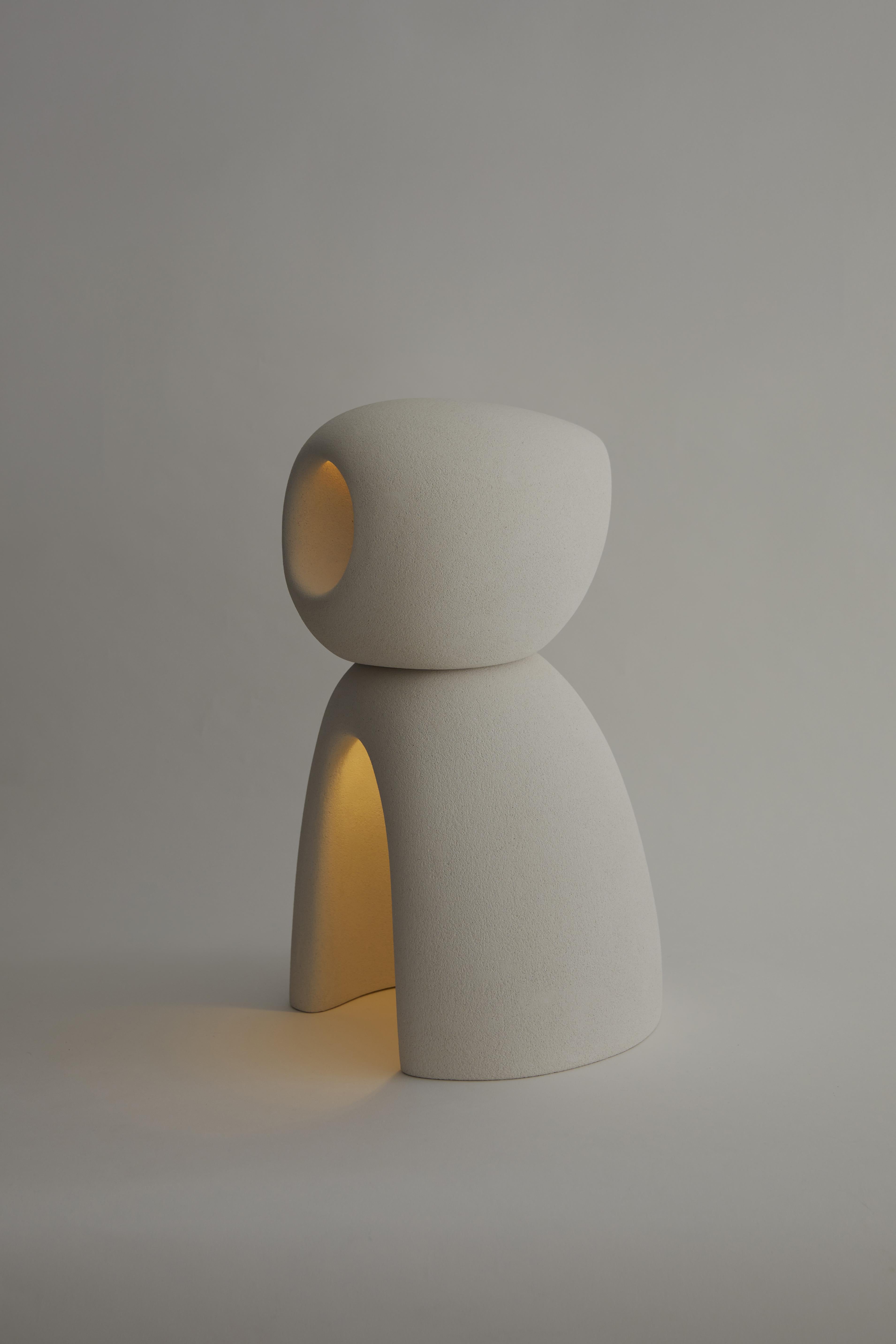 Spanish Nomad II:09 Table Lamp in White Sand Stoneware by Sofia Karnukaeva For Sale