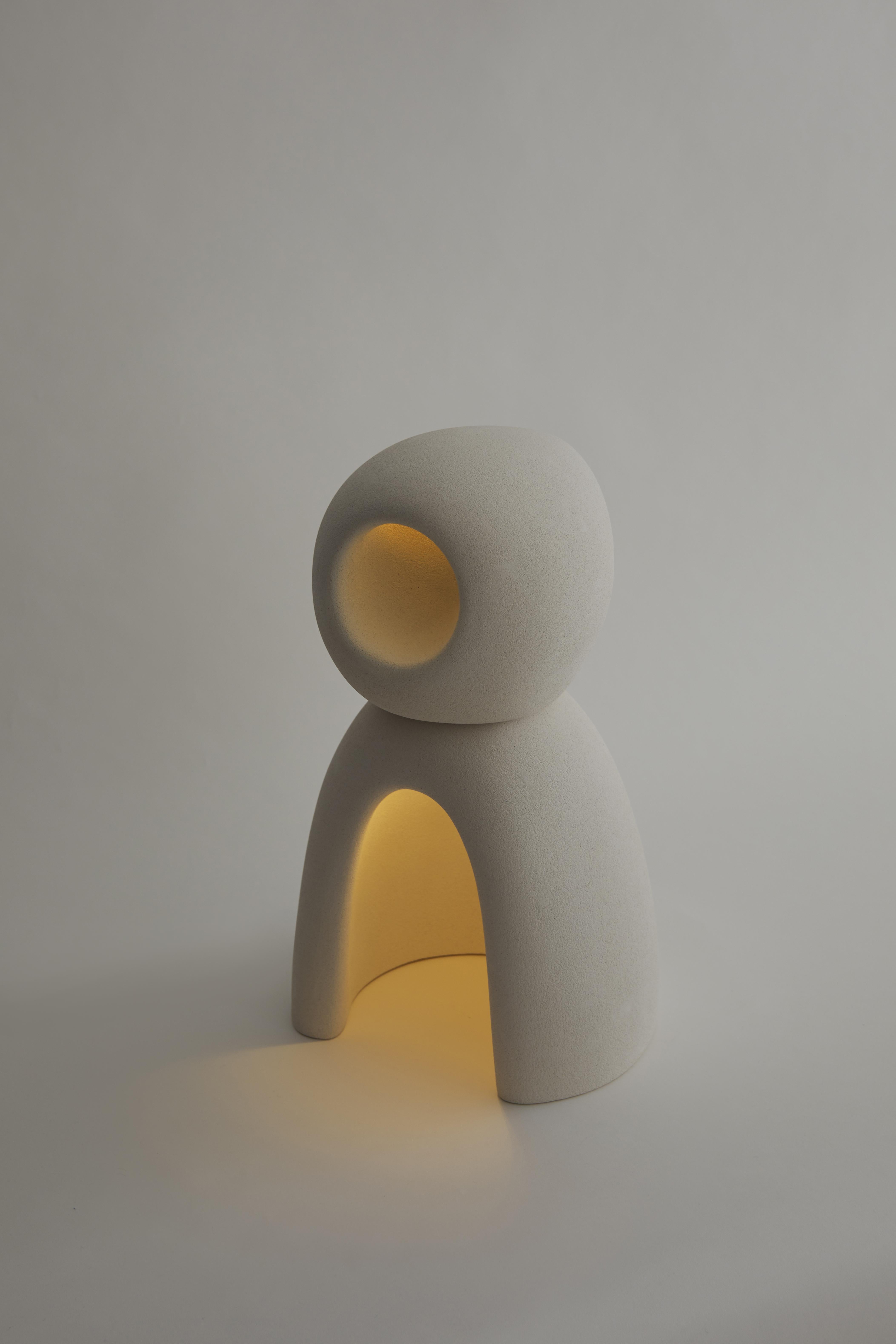 Nomad II:09 Table Lamp in White Sand Stoneware by Sofia Karnukaeva In New Condition For Sale In Geneve, CH